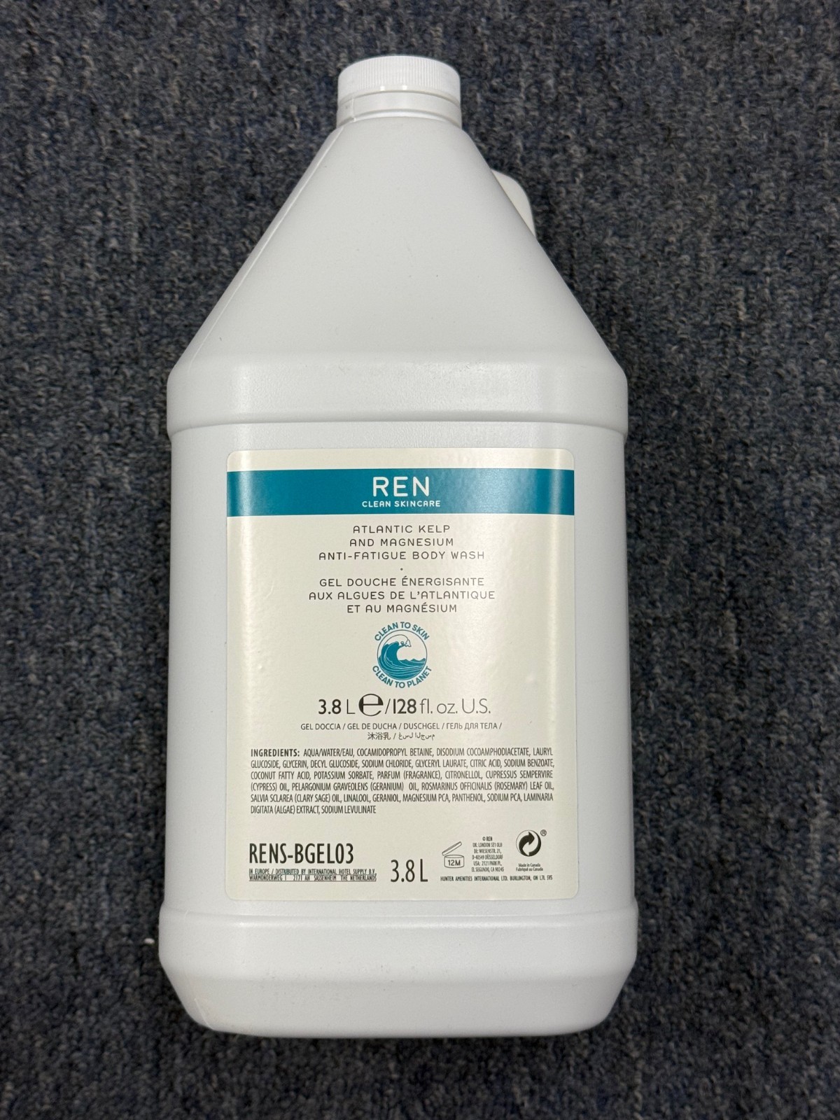 REN clean skincare Atlantic Kelp and Magnesium Anti-Fatigue body wash Gallon