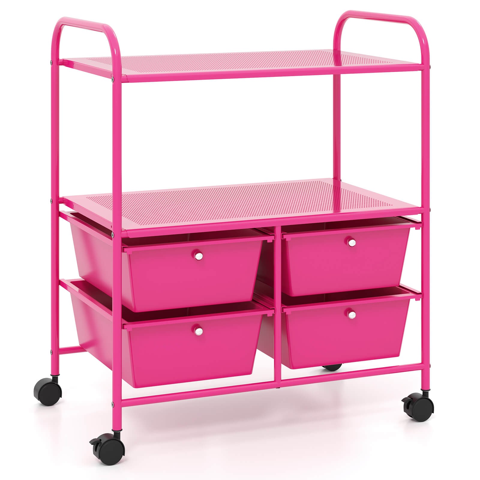 Rolling Storage Cart w/4 Drawers & 2 Shelves Multipurpose Plastic Trolley on
