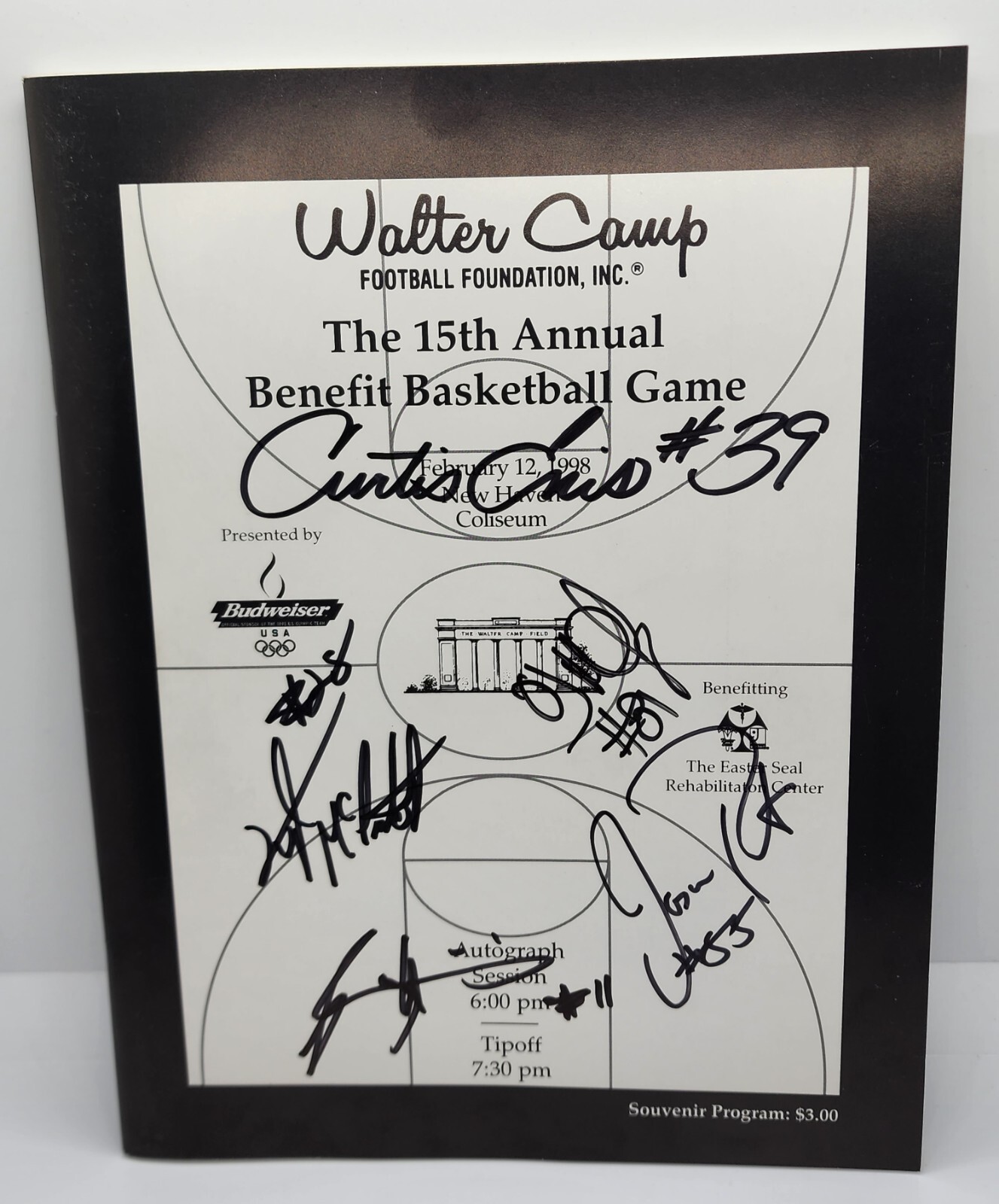 1998 Walter Camp Basketball Football Program Autographs OJ McDuffie Curtis Enis
