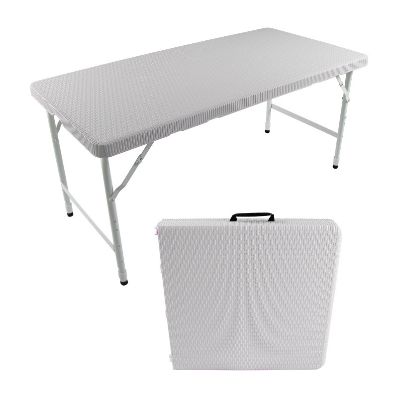 4ft Rattan Folding Table, Outdoor Garden Camping Picnic Desk Portable 49x24 inch