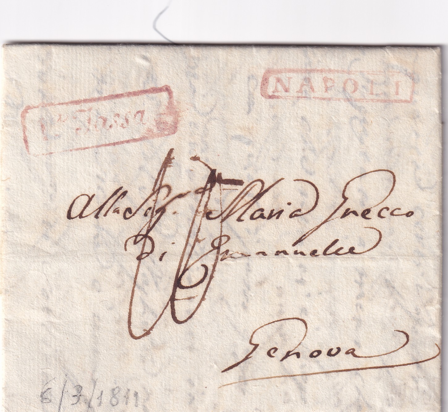BBB1 Incoming Mail Pref. Napoli X Genova 1811