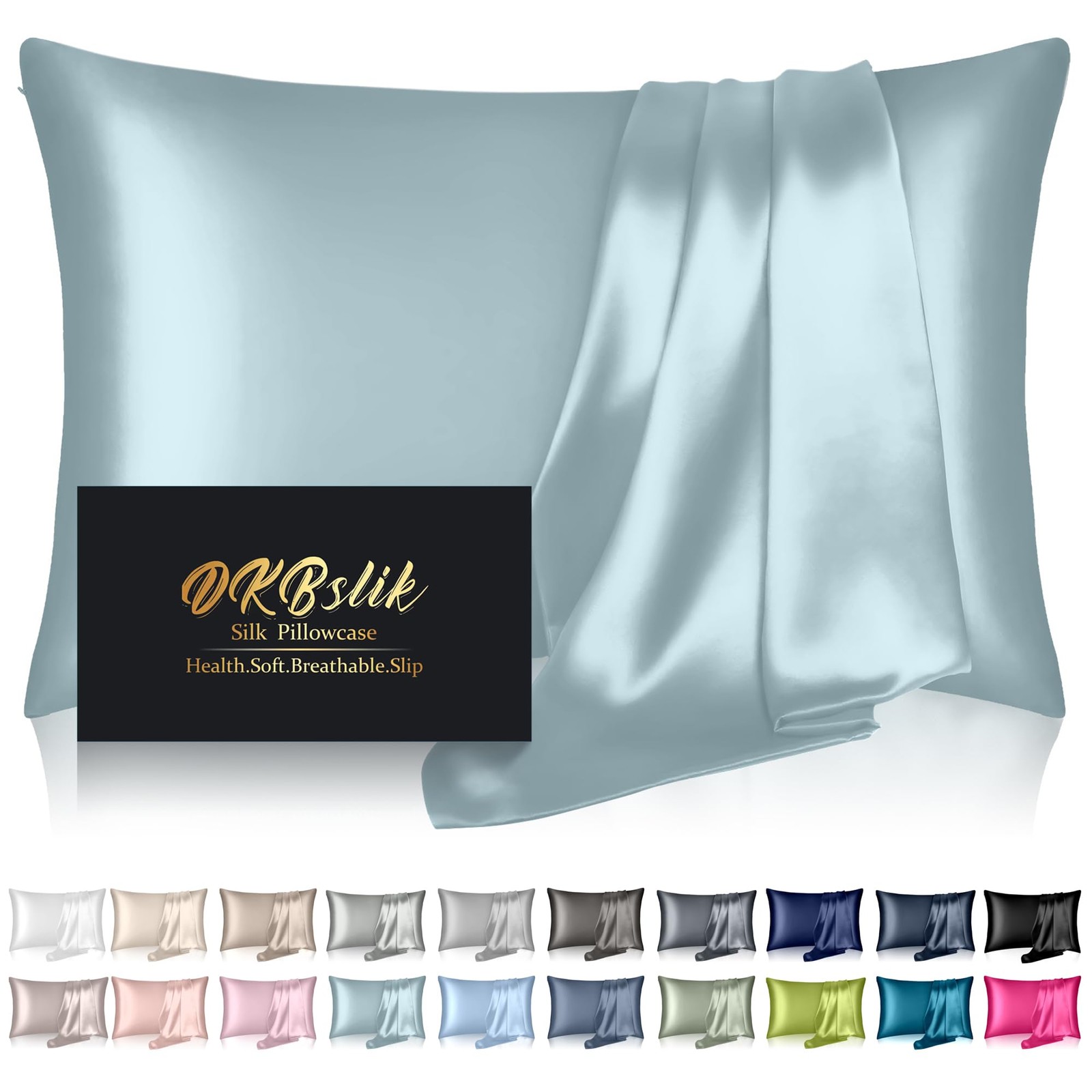 Mulberry Silk Pillowcase for Hair & Skin Cooling Hidden Zipper Soft Luxury