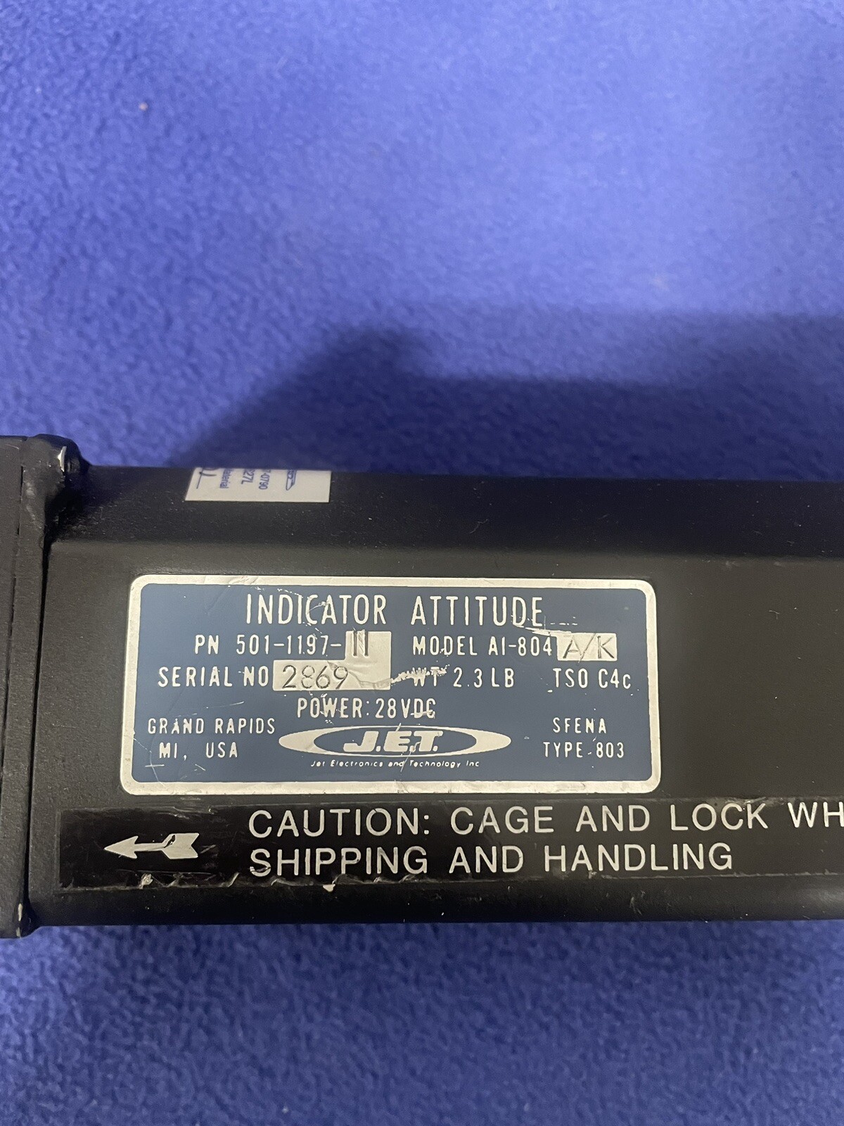 JET INDICATOR ATTITUDE P/N 501-1197-11