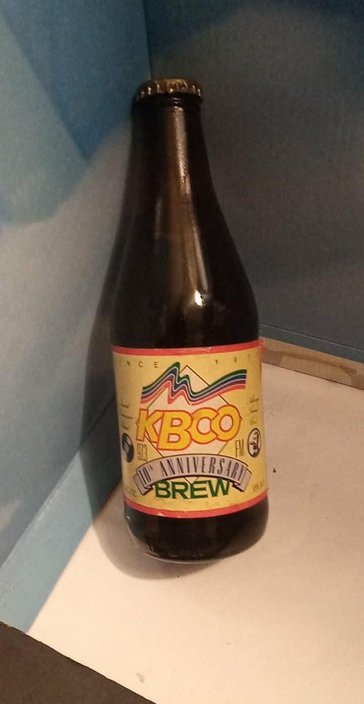 KBCO 97.3 RADIO BEER 1987 10th anniv. ORIG EMPTY bottle SUPER RARE Boulder CO E*