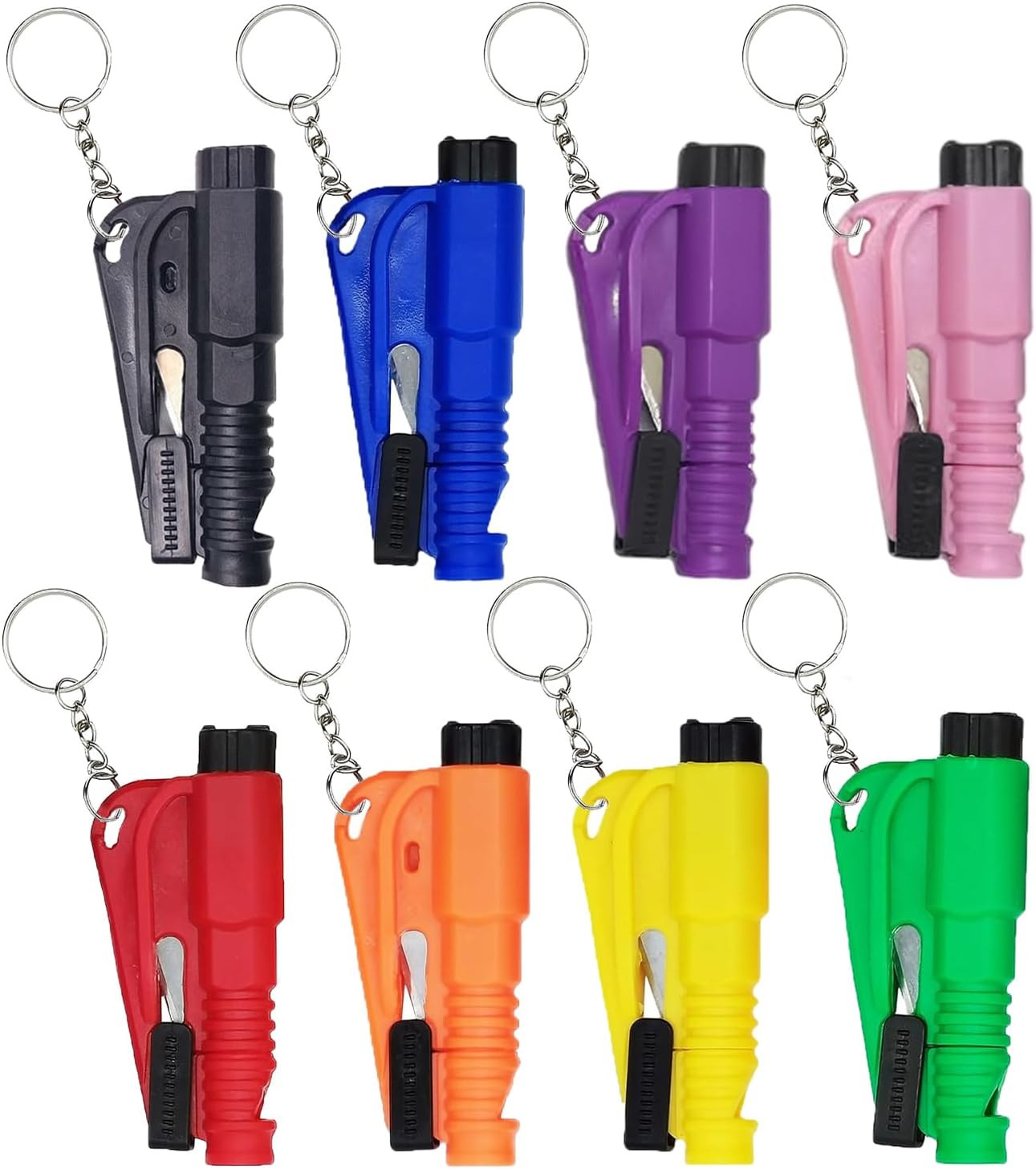 8 Pcs Car Window Breaker Tool Keychain,3 in 1 Glass Breaker and Seatbelt Cutter