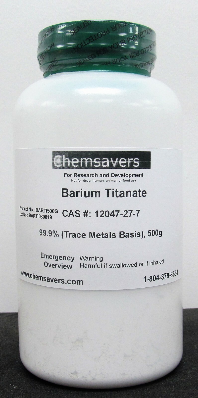 Barium Titanate, 99.9% (Trace Metals Basis), Certified, 500g