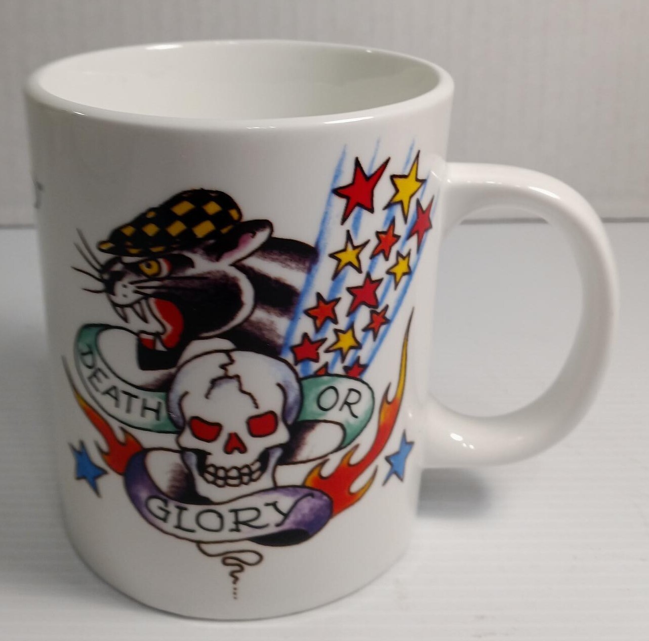 Ed Hardy Death or Glory Coffee Mug 12 oz Capacity 4 1/8"tall