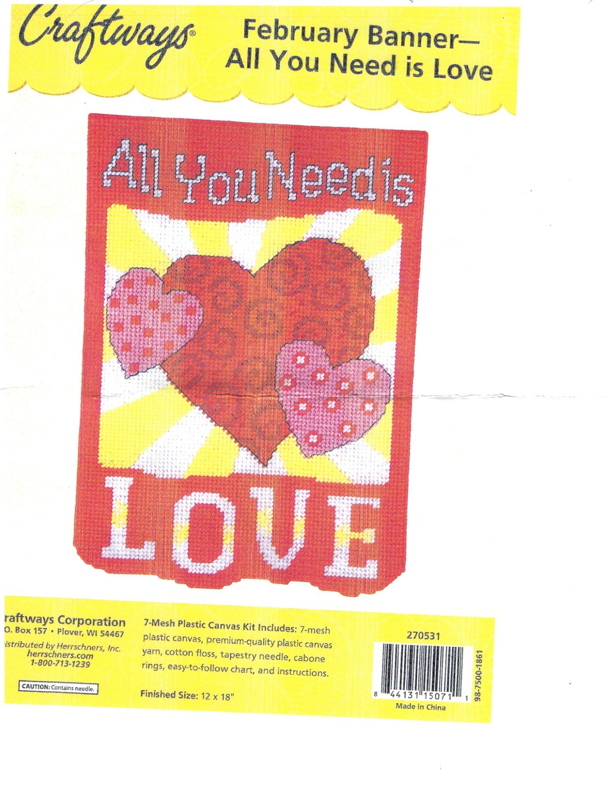 FEBRUARY BANNER  WALL HANGING  7ct plastic canvas PATTERN (#TF0269)