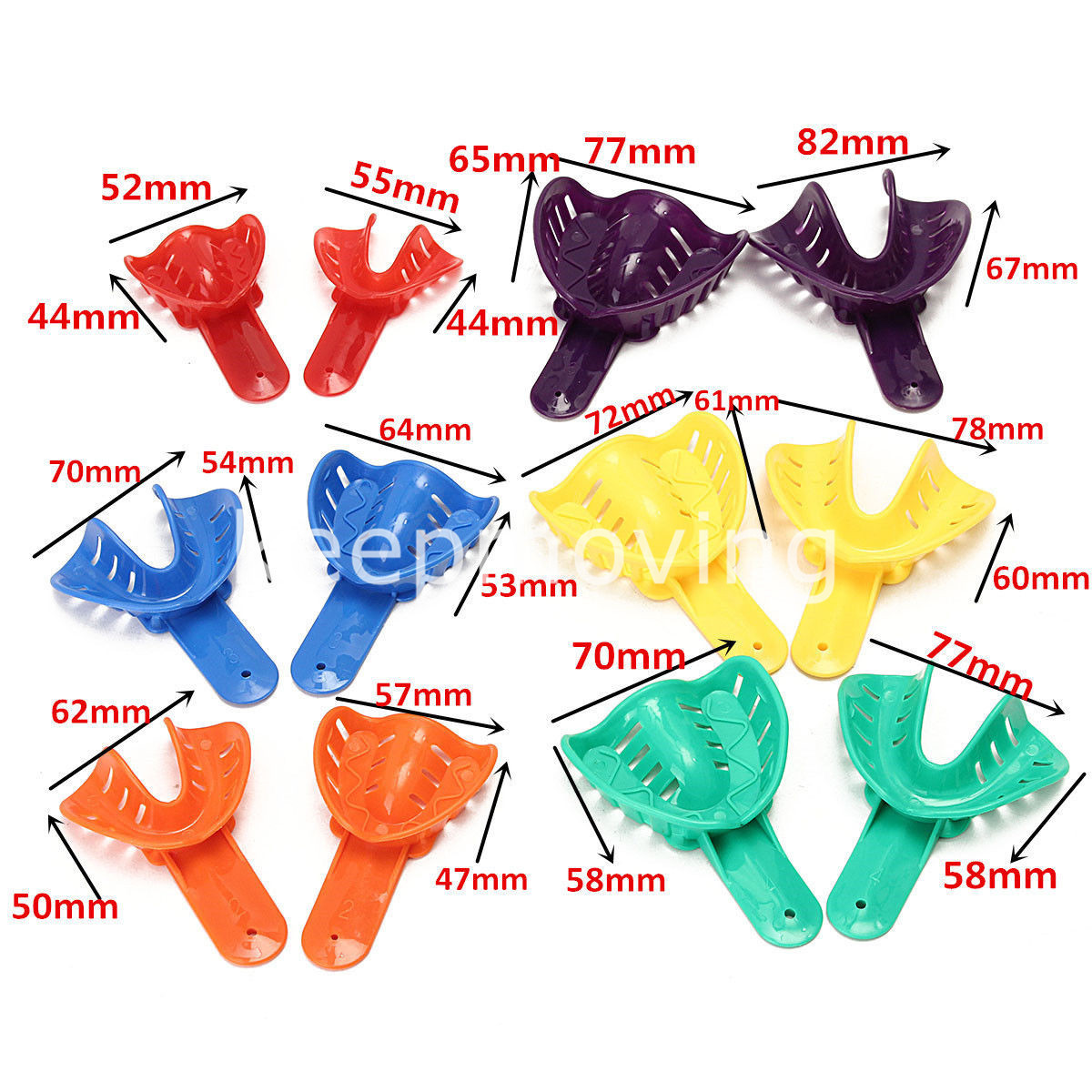 12 Pcs Dental Impression Tray Plastic 6 Sizes Autoclavable L/M/S Adult/Child U/L