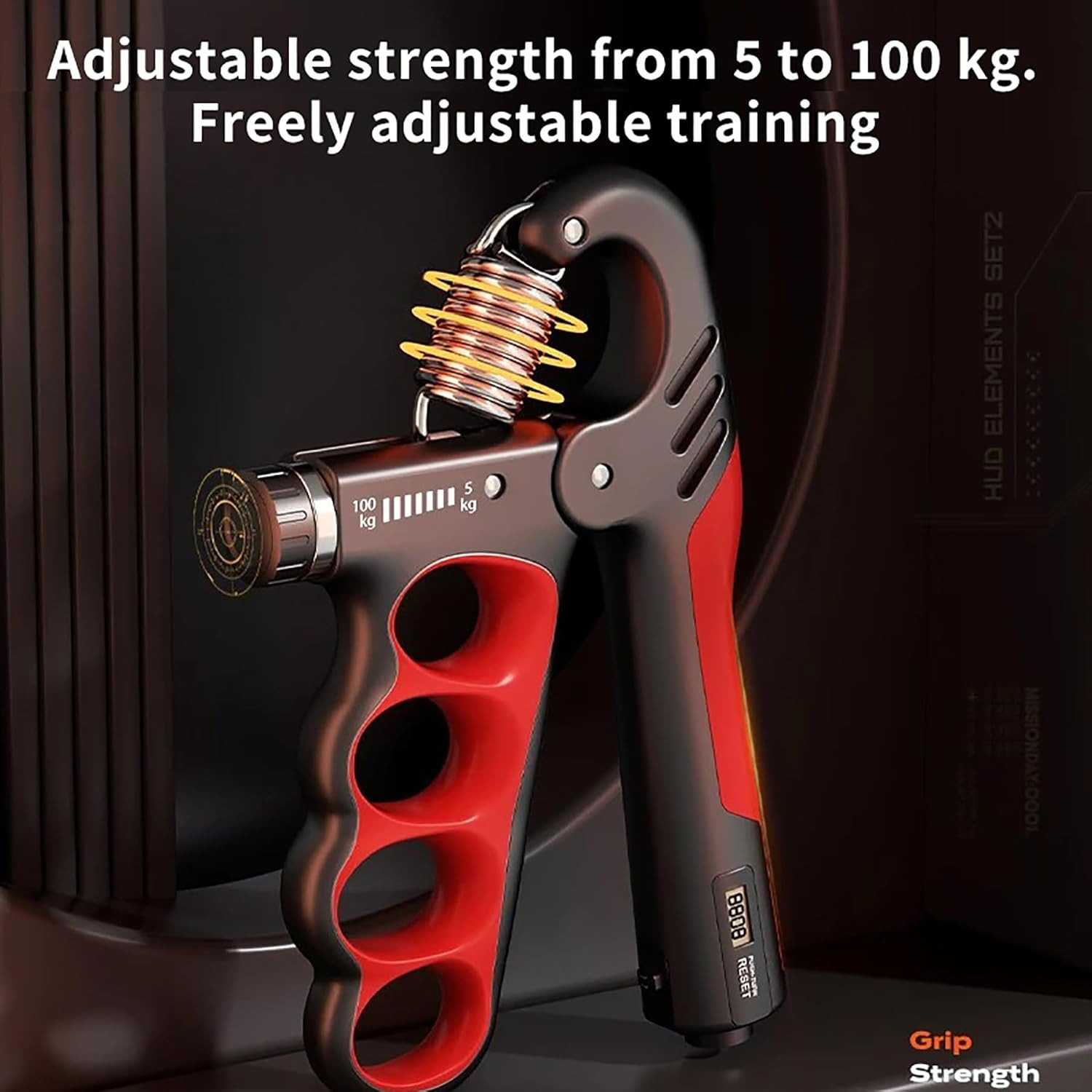 Adjustable Grip Strength Trainer with Counter, Ergonomic Design, 11-220Lbs