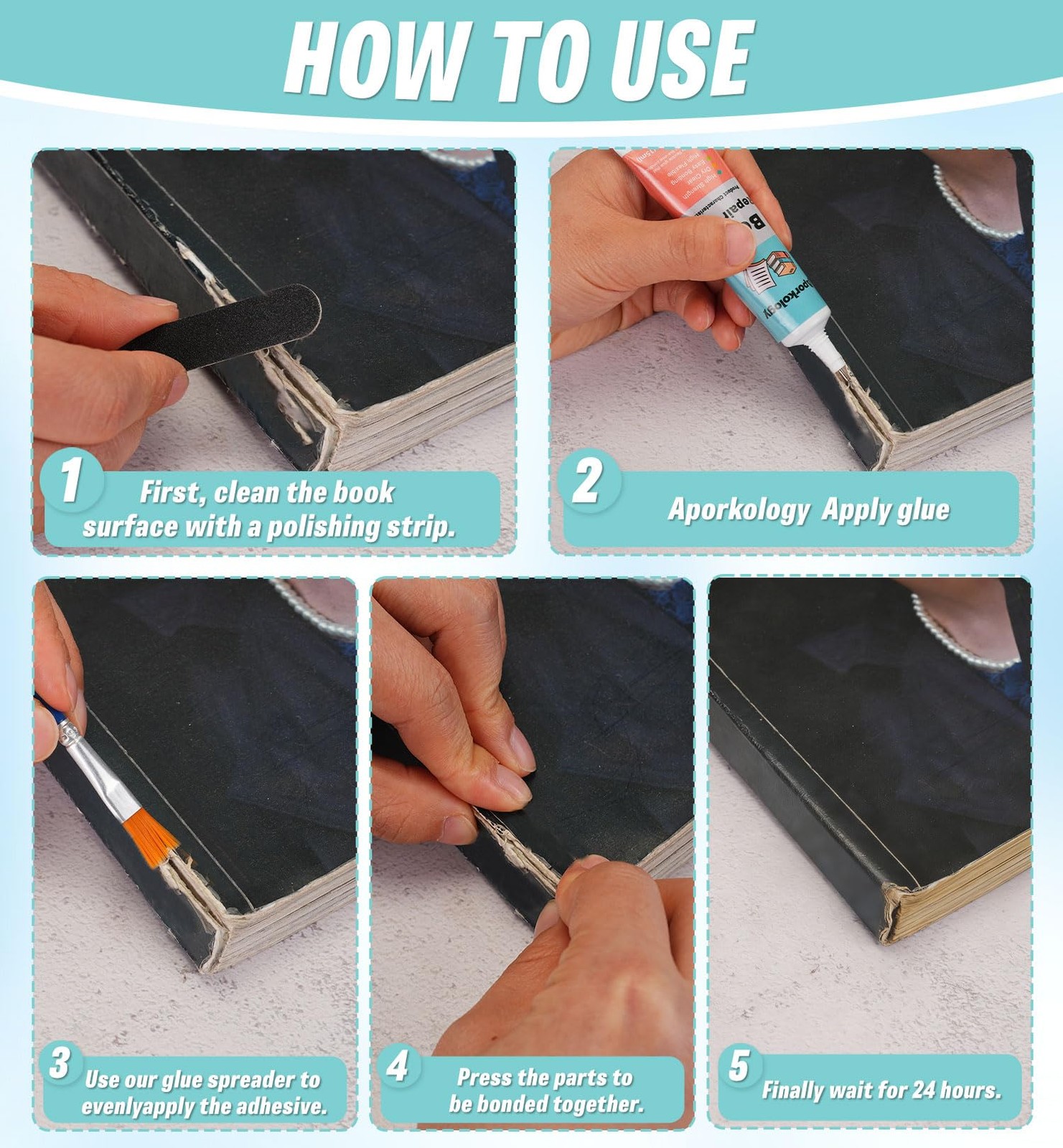 Aporkology Book Binding Repair Glue, Multi-Purpose Paper Craft 15ml*2, Clear