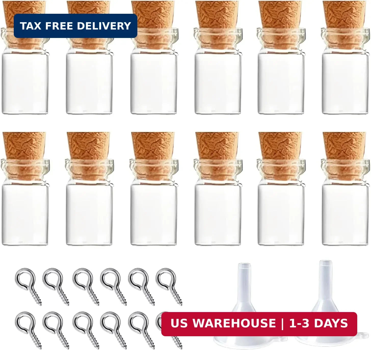 12 Sets Mini Glass Bottles with Cork Tiny Vials and Jars Miniature Bottle Charms