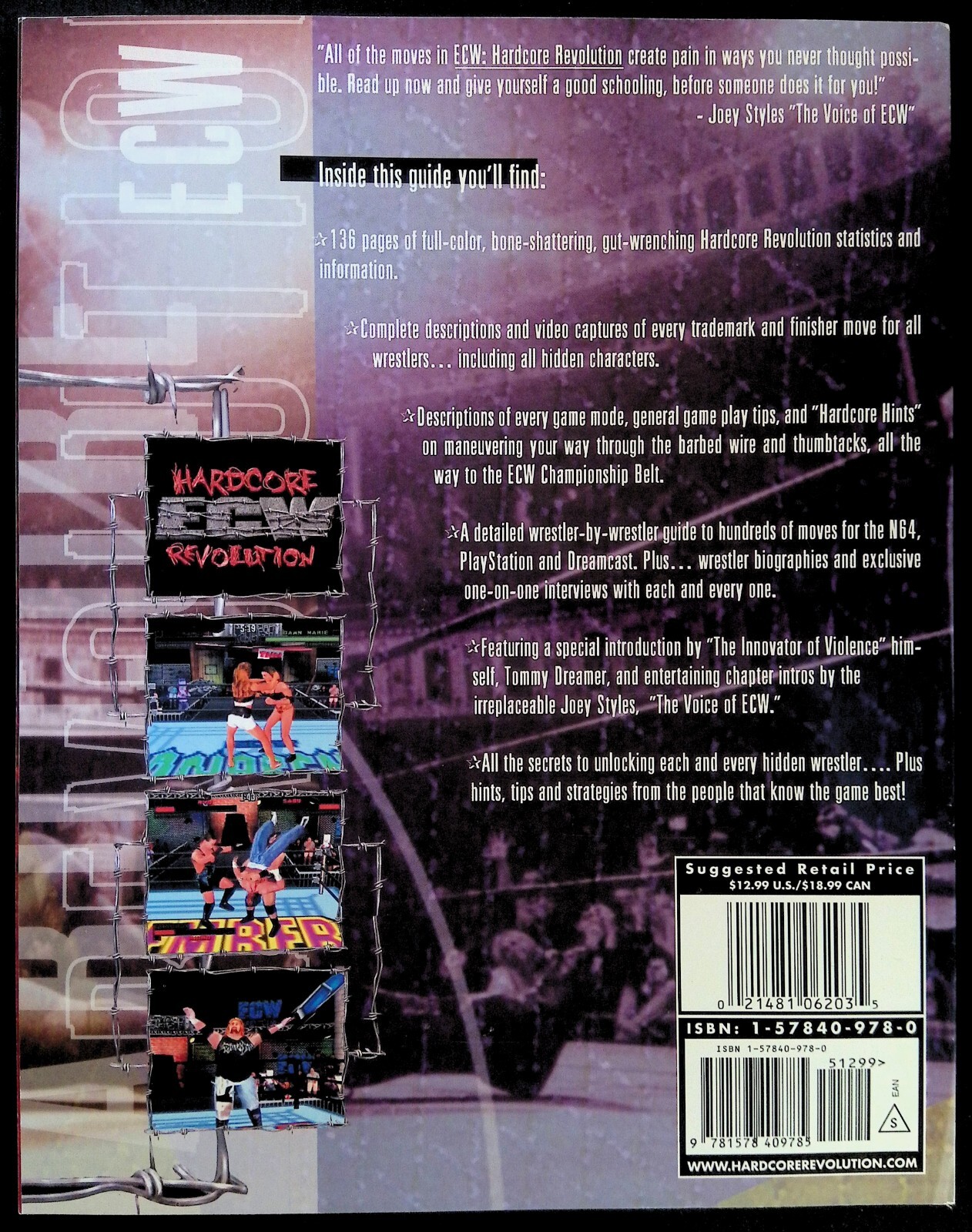ECW HARDCORE REVOLUTION OFFICIAL STRATEGY GUIDE ~ 2000 ACCLAIM ~ PS1, N64, SEGA