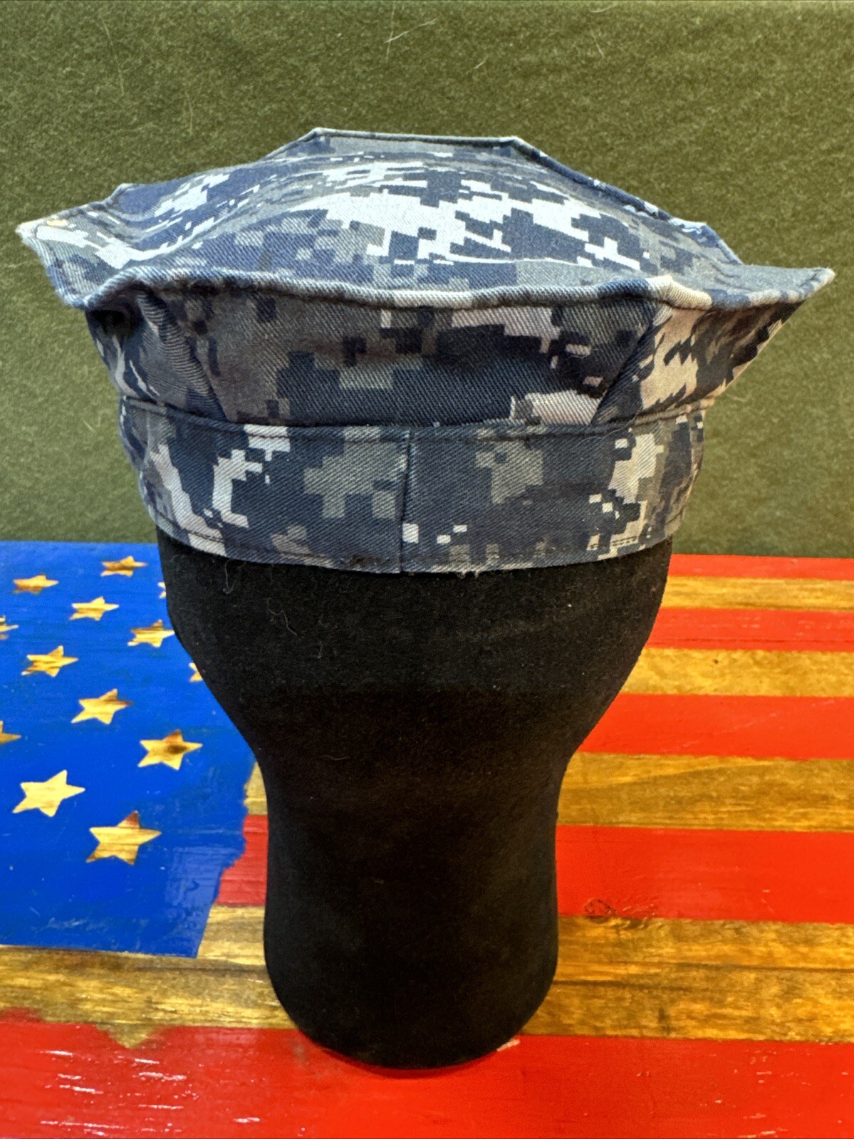 7 1/8 USN Navy NWU Blue Camo 8 Point Working Utility Cover Hat Cap 4270