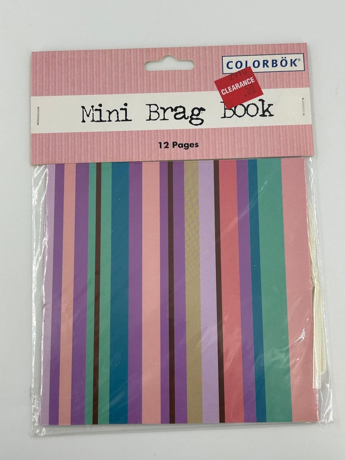 COLORBOK Mini Brag Book 12 Pages Striped Scrapbook Pink