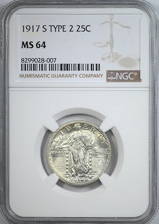 1917-S Type 2 Standing Liberty Quarter 25C NGC MS64