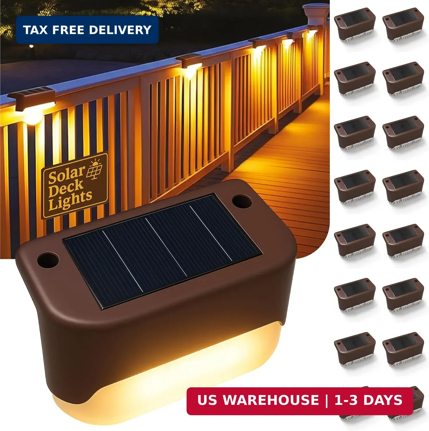 Solar Deck Lights Outdoor 16 Pack, Peel And Stick Deck Railing Lights, Long-last