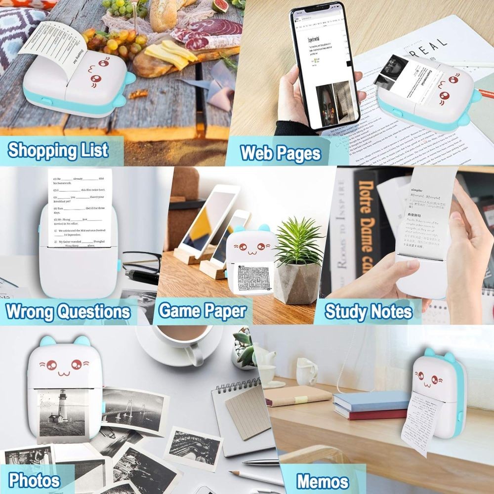 Bluetooth Mini Pocket Thermal Printer Photo Label Sticker Maker for Study Notes