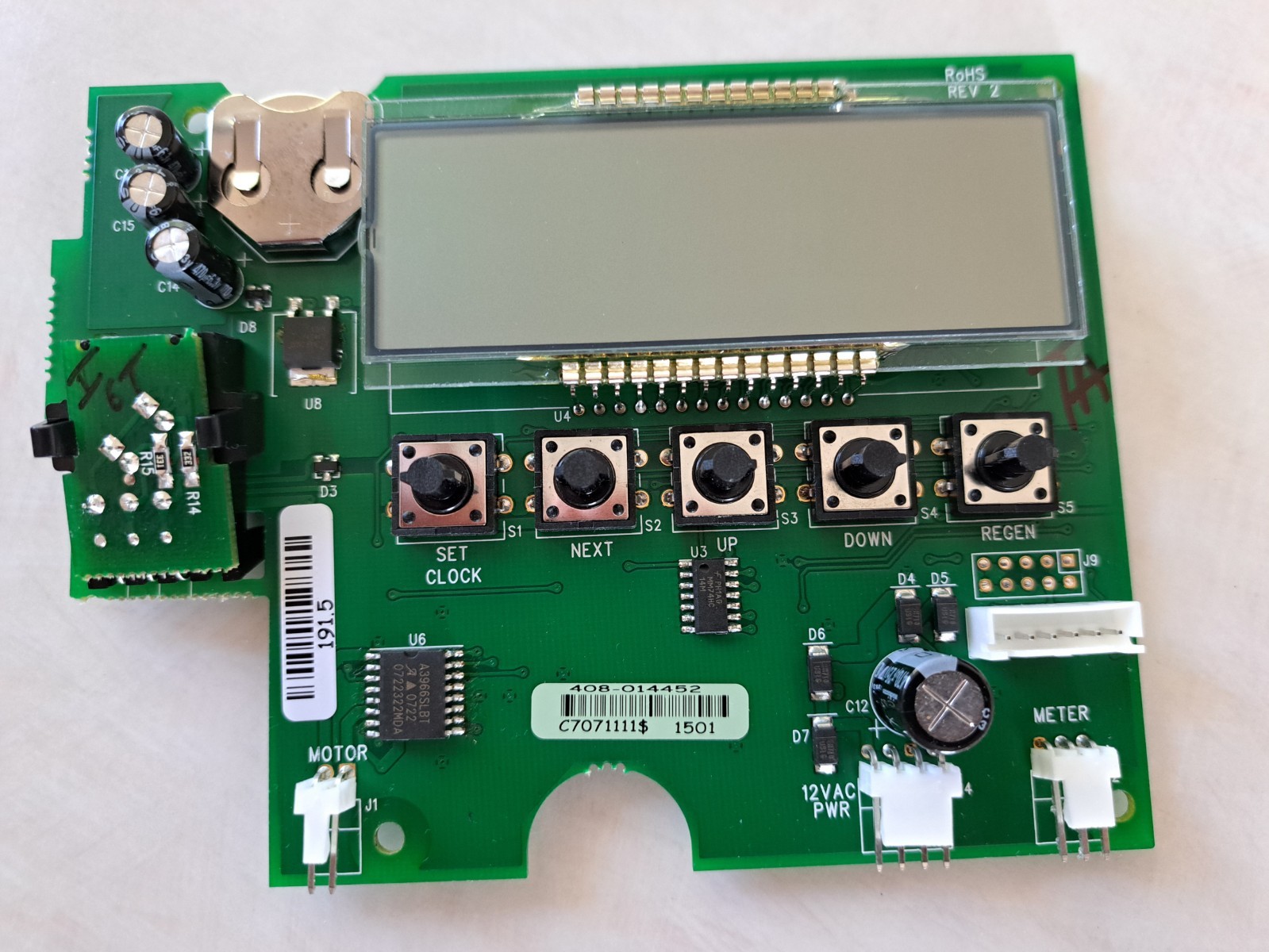 CLACK 5 BUTTON WATER SOFTENER CIRCUIT CONTROL BOARD # 408-014452 FOR PART ONLY