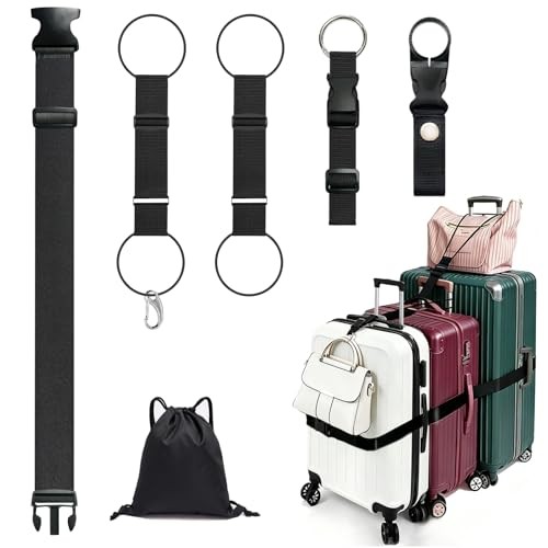 5 Pack Adjustable Luggage Connector Straps for Multiple Suitcases | Adjustable