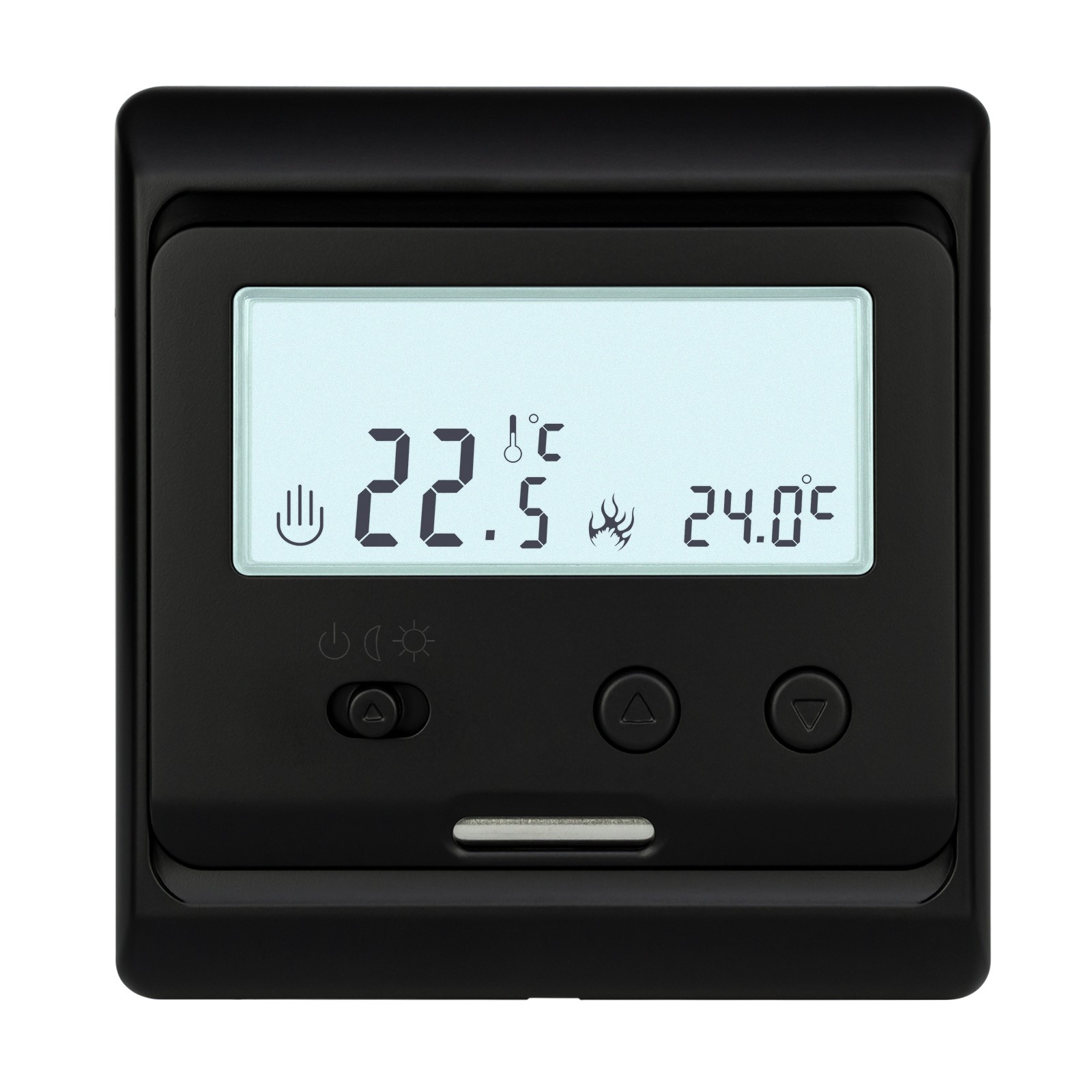 12V 24V Thermostat Temperature Controller Black Caravan Underfloor Heating Motorhome