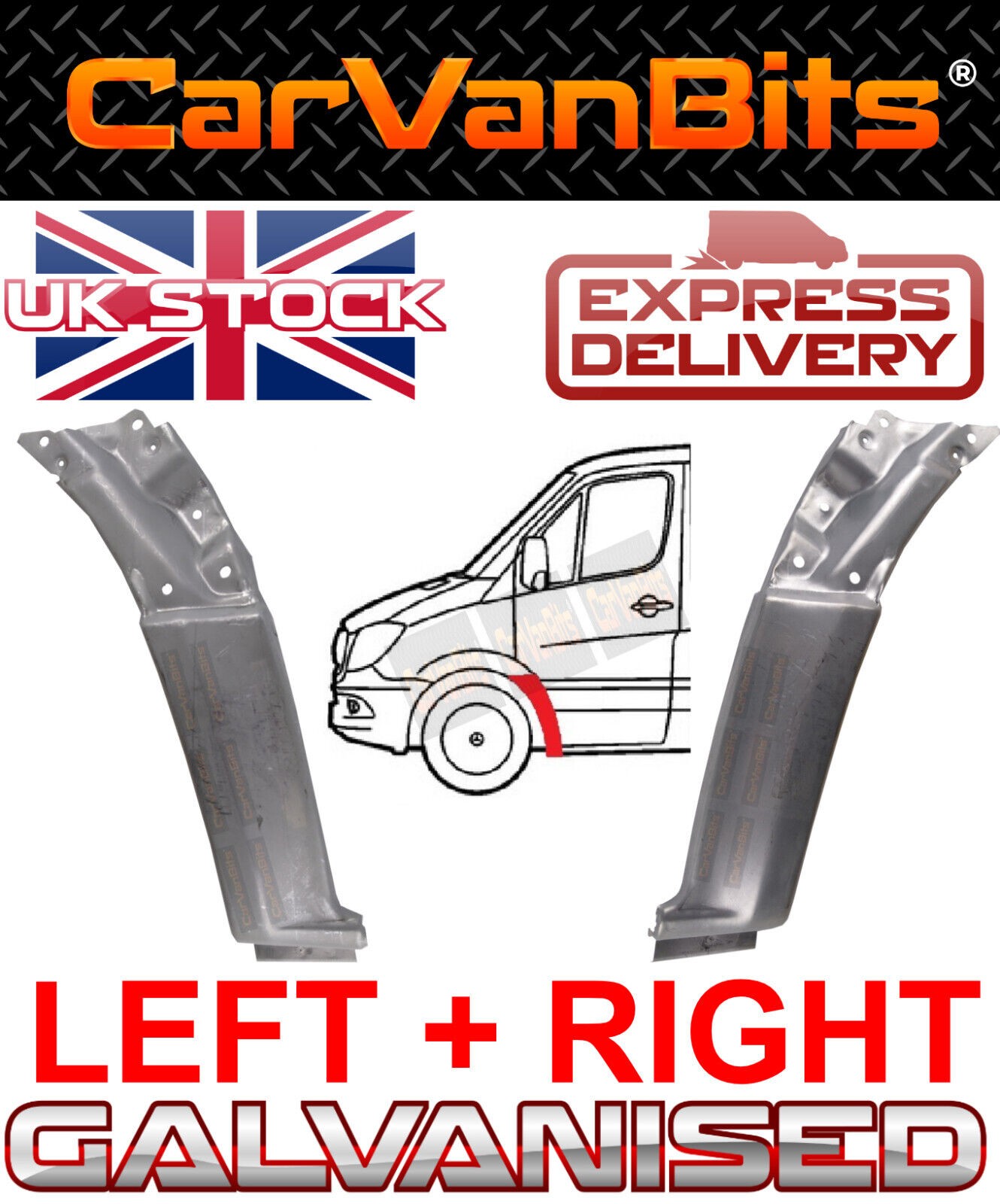 FOR MERCEDES SPRINTER VW CRAFTER 2E MK1 06-18 FRONT PAIR WHEEL ARCH REPAIR PANEL