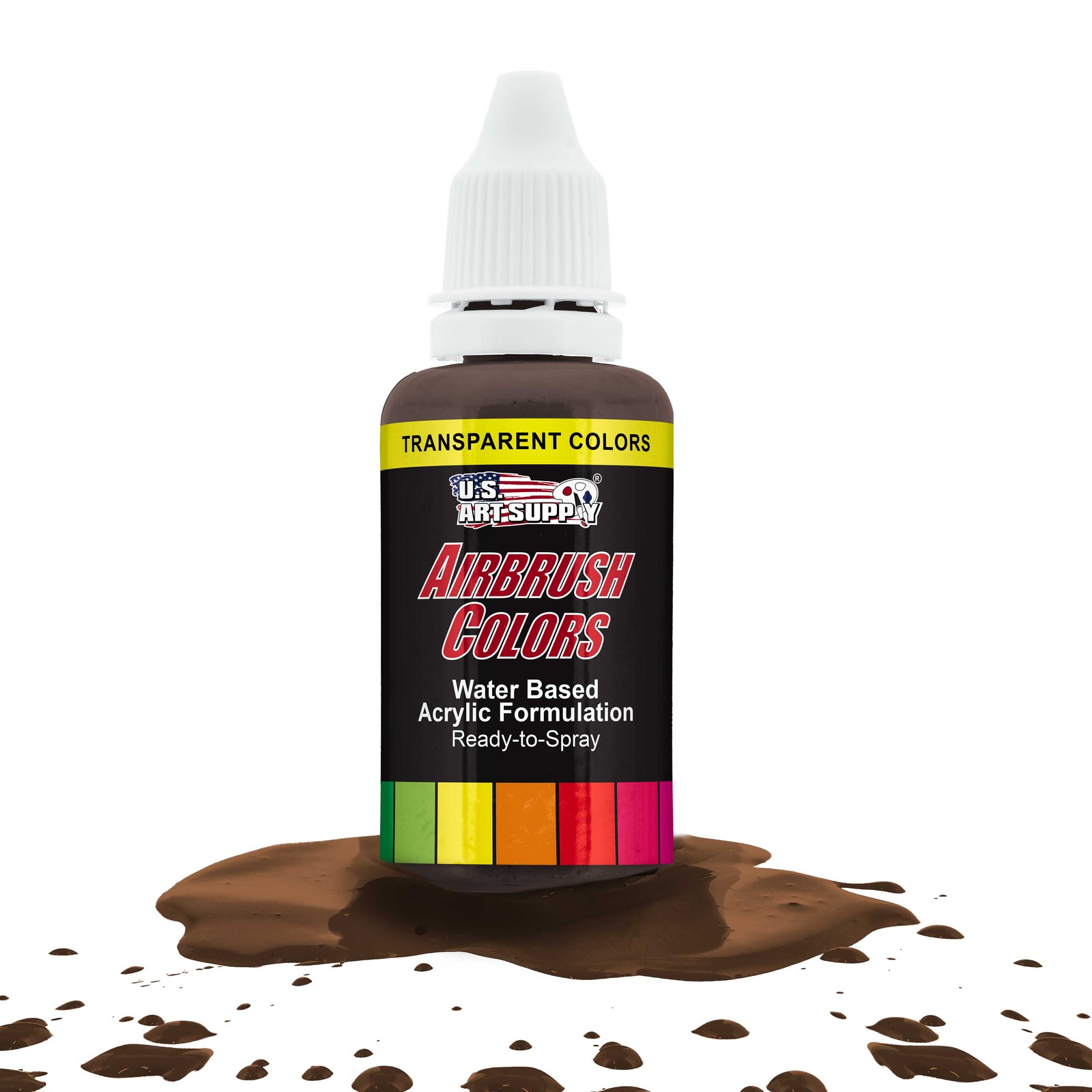 US Art Supply 1-Ounce Transparent Dark Brown Airbrush Paint