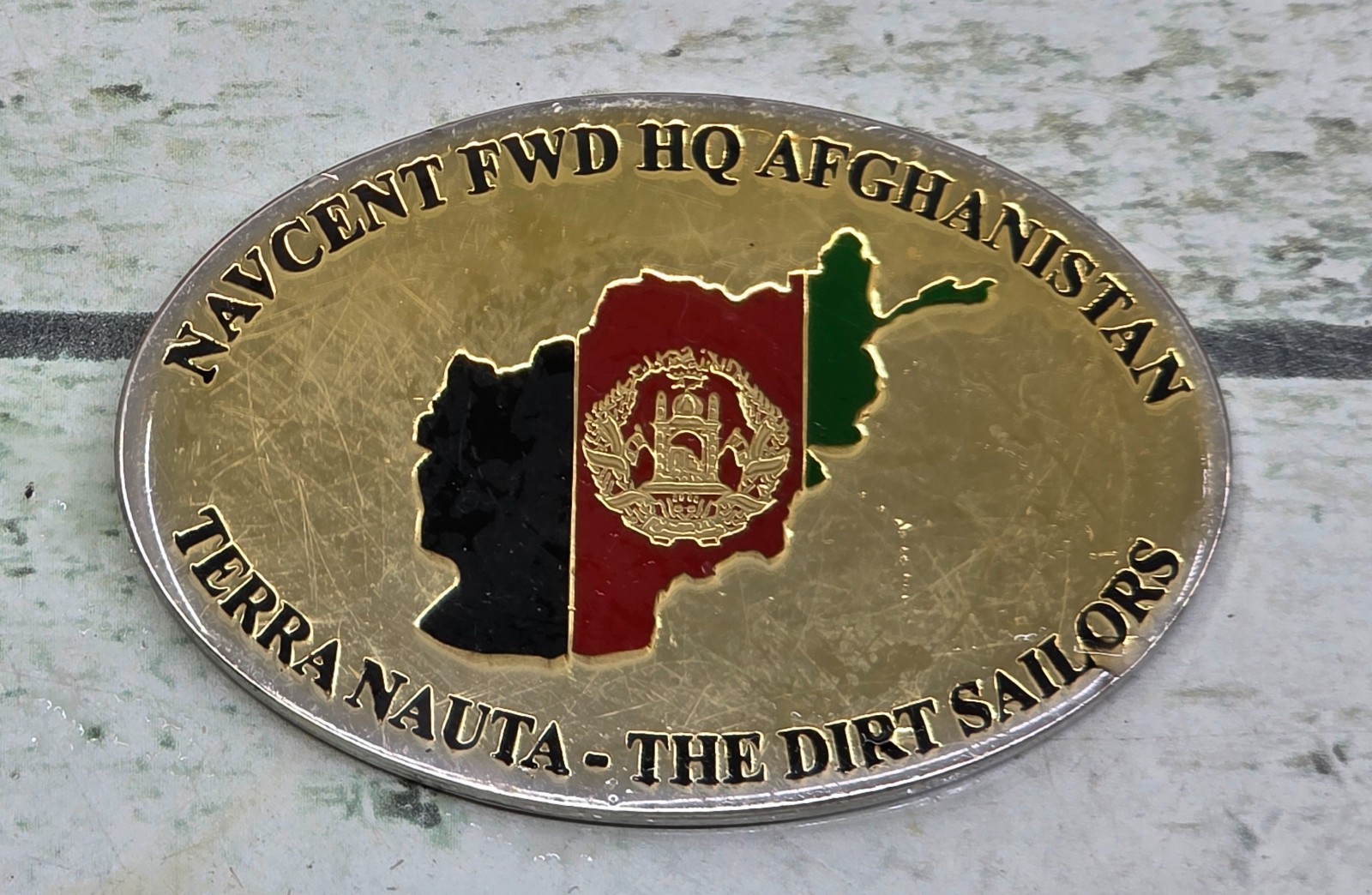 US Naval Forces Afghanistan Challenge Coin Terra Nauta Dirt Sailors Map Flag