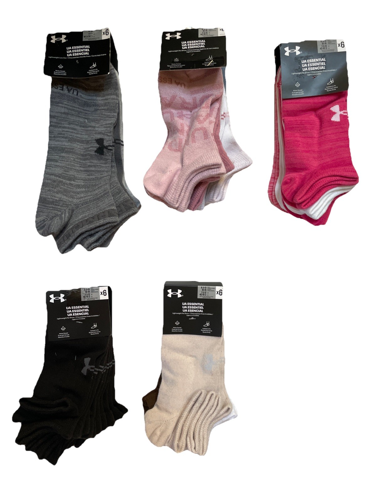 NEW Under Armour Men’s & Women’s Socks ESSENTIAL LIGHTWEIGHT No Show/LowCut 6PK