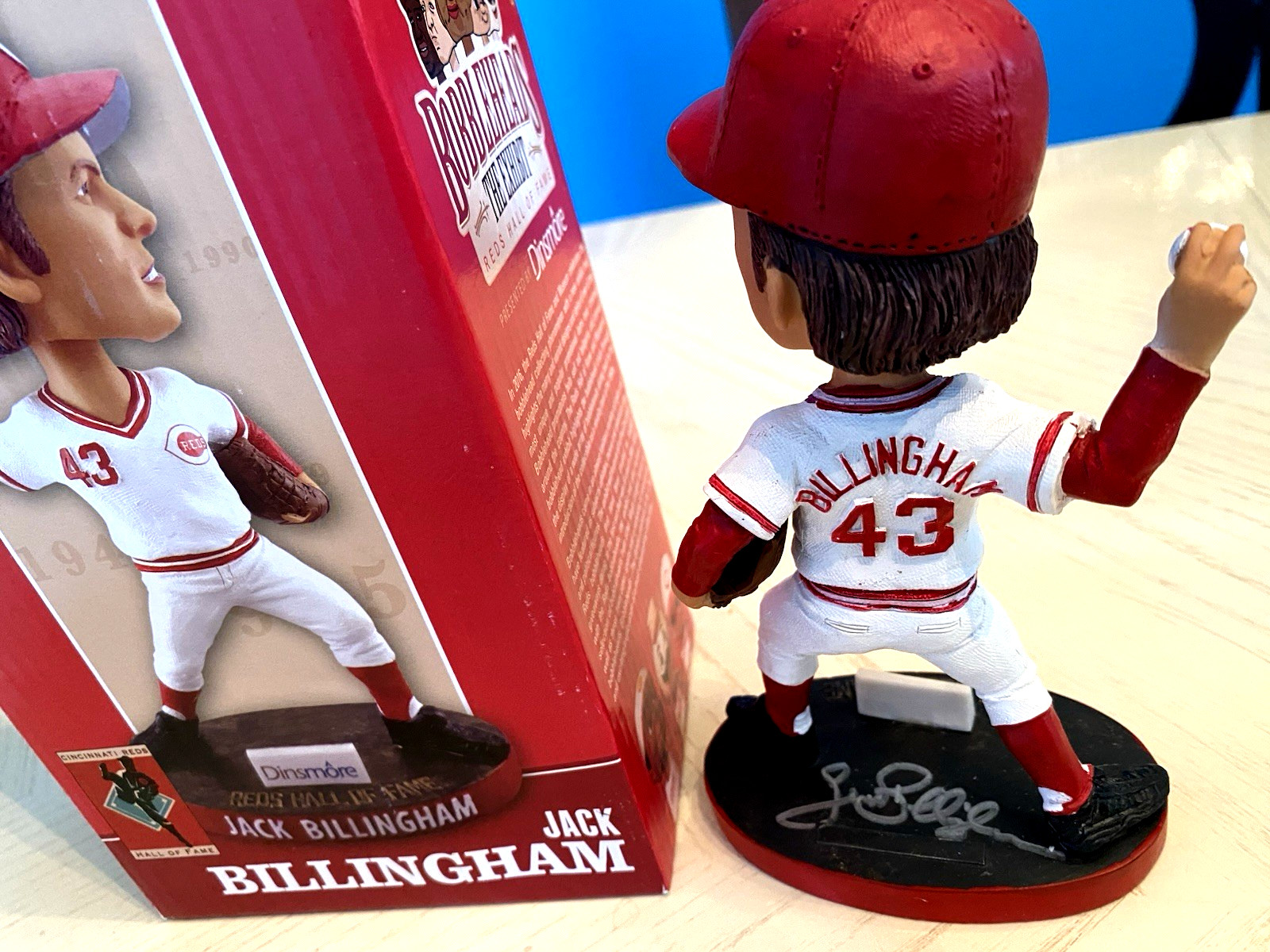 Jack Billingham Signed Reds Baseball Bobblehead -Guaranteed Authentic