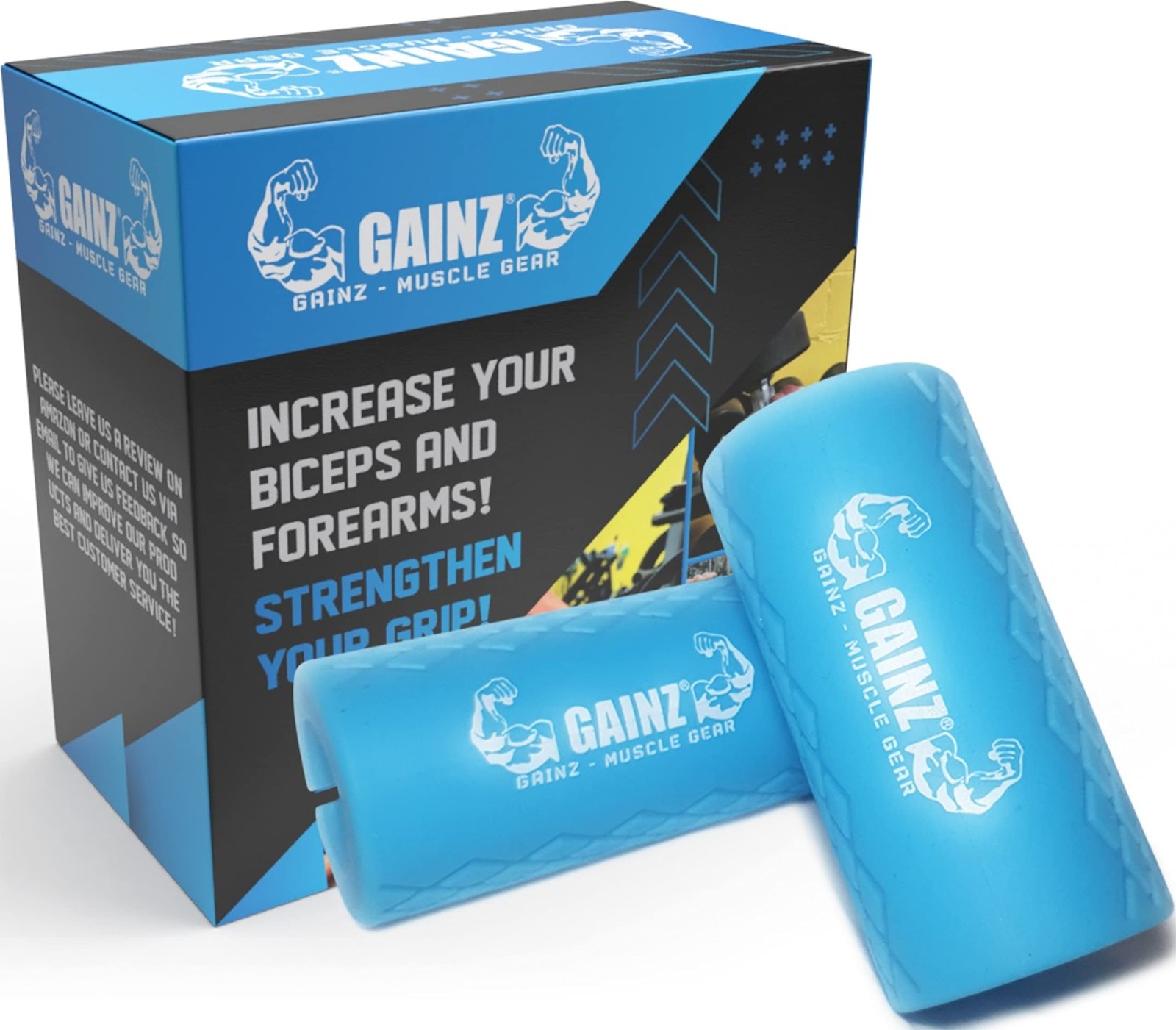 Gainz - Thick Bar Dumbell/Barbell Weight Lifting Adapters - Grow Bigger Bicep...