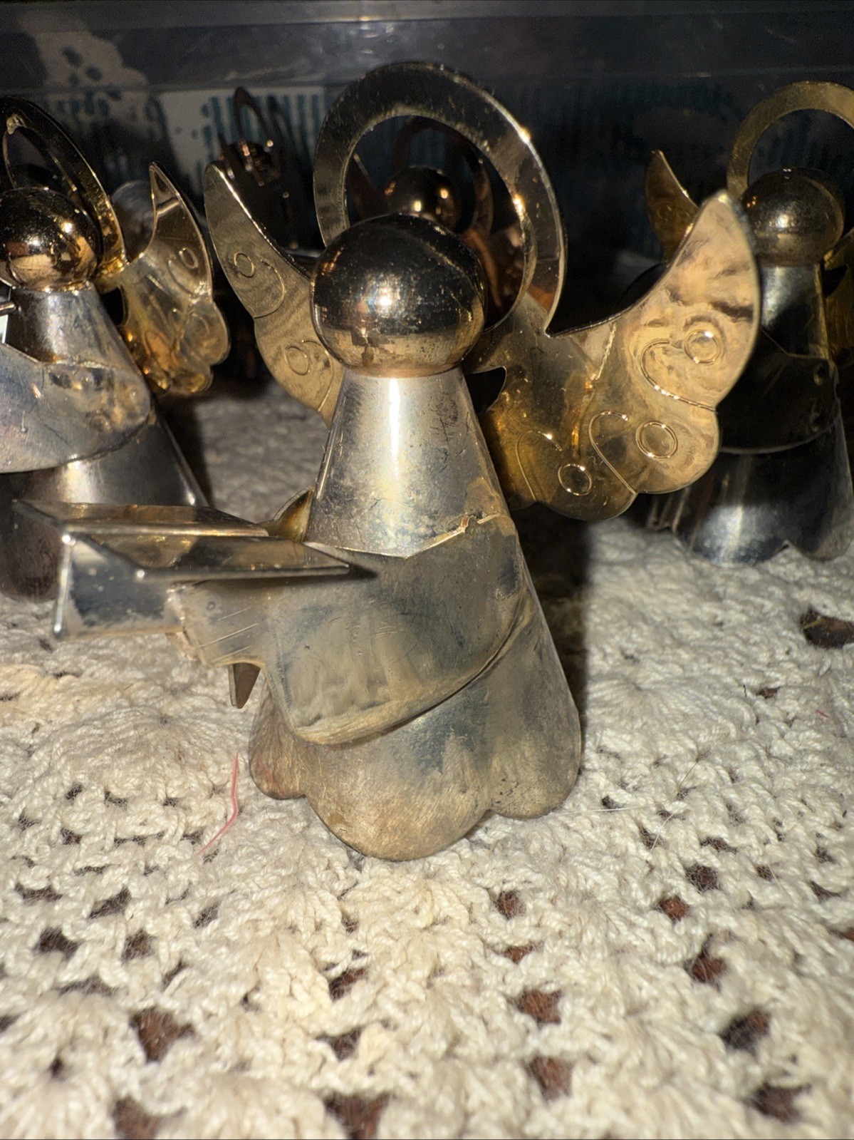 Vtg Set Of 6 Silver/Gold Plated Angels Set Of 6! Trumpet, Cymbals, & More! 2.5”