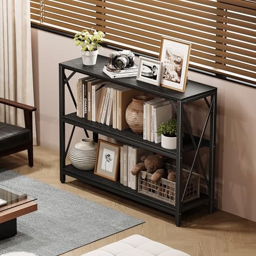 Entry Table 40" Width, 3-Tier Entryway Table with Storage, 40 inch Black