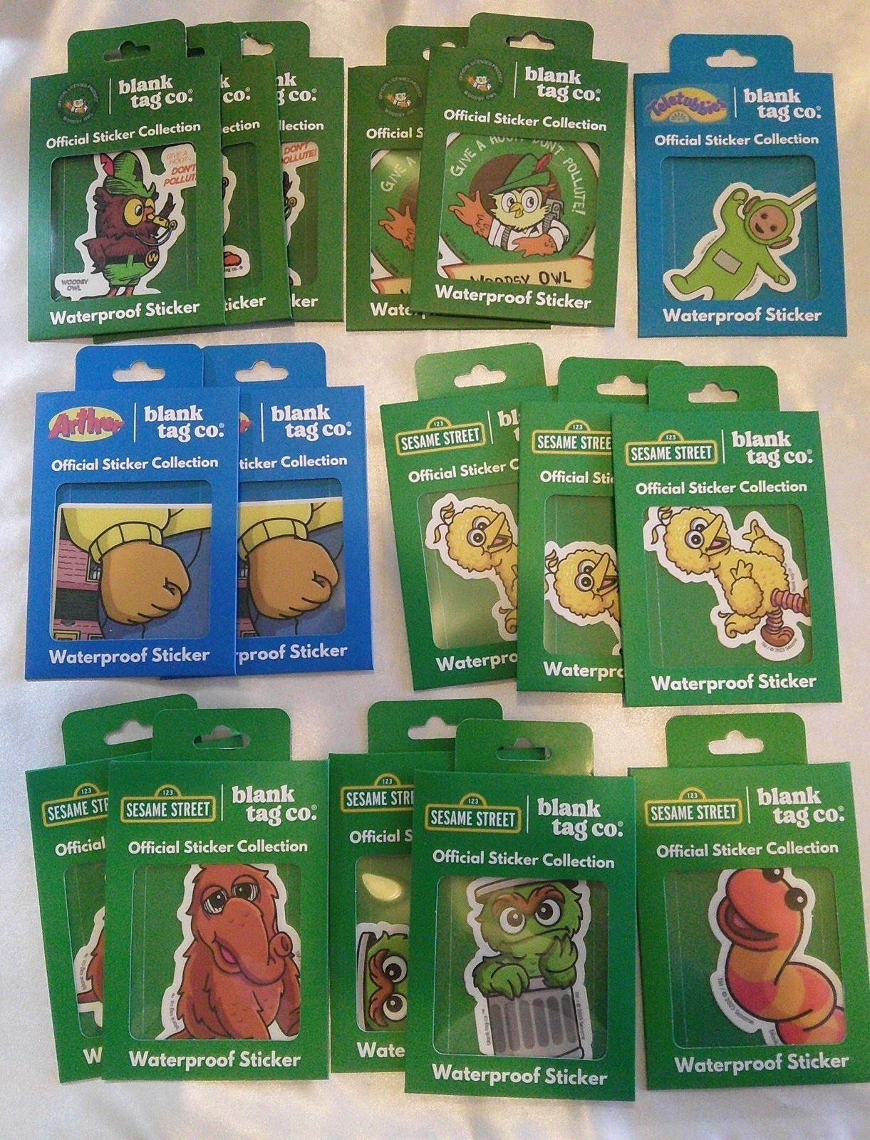 Bundle of 16 blank tag co Official Sticker Collection Waterproof Sticker Packs