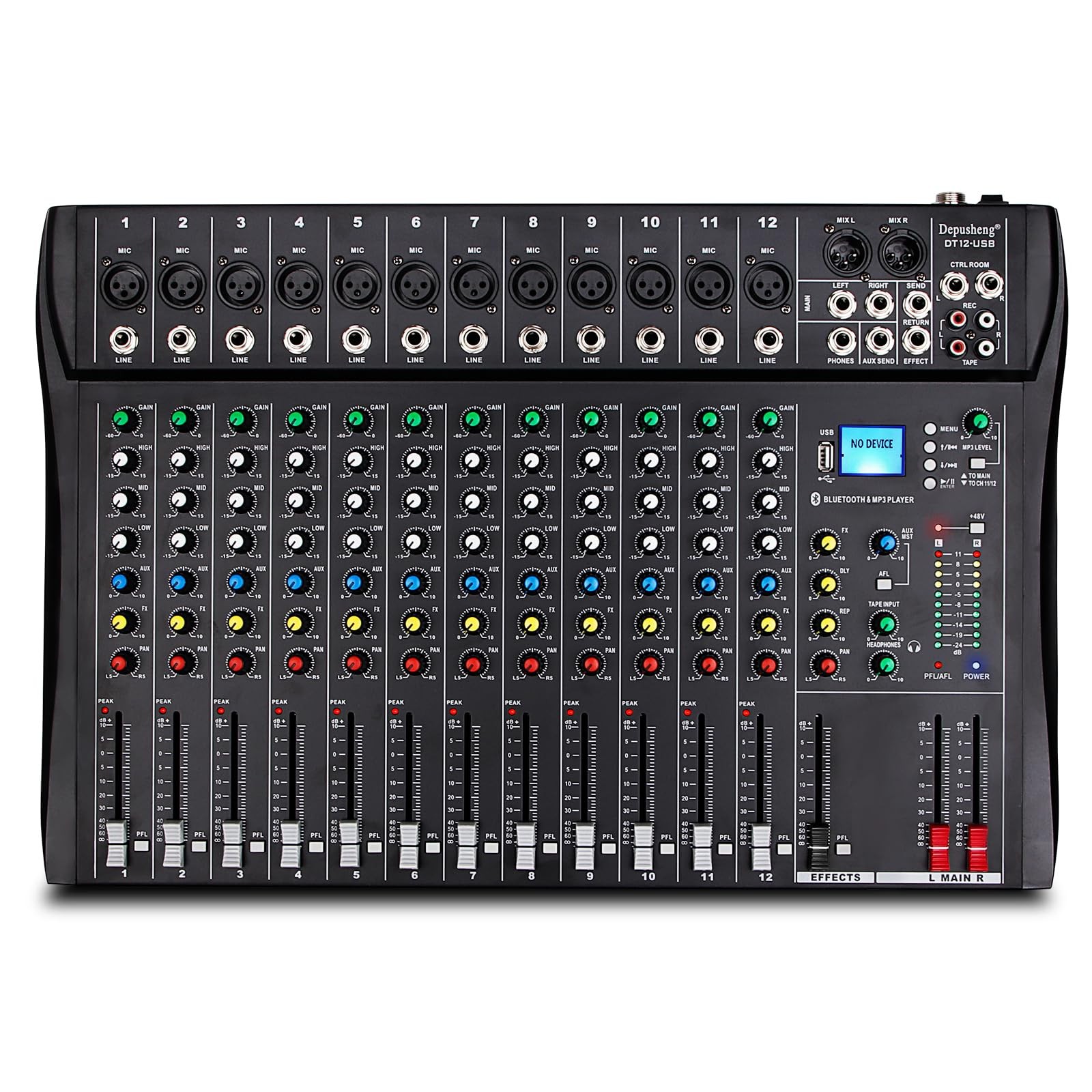 Depusheng DT12 Studio Audio Mixer 12-Channel DJ Sound Controller Interface...