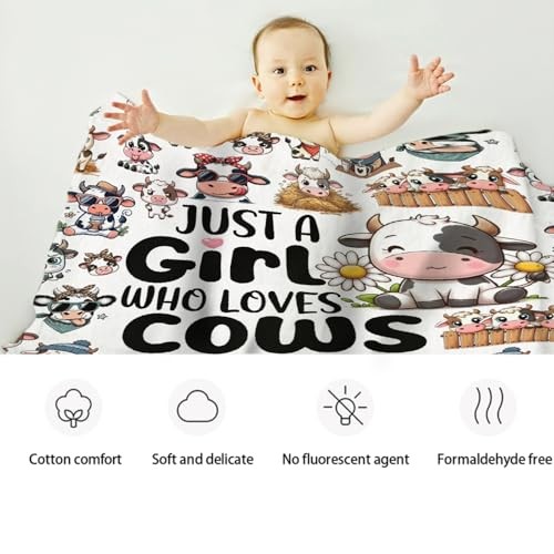 Cow Blanket, Just A Girl Who Loves 50"x40"for Kids Just a Girl Who Loves Cows1