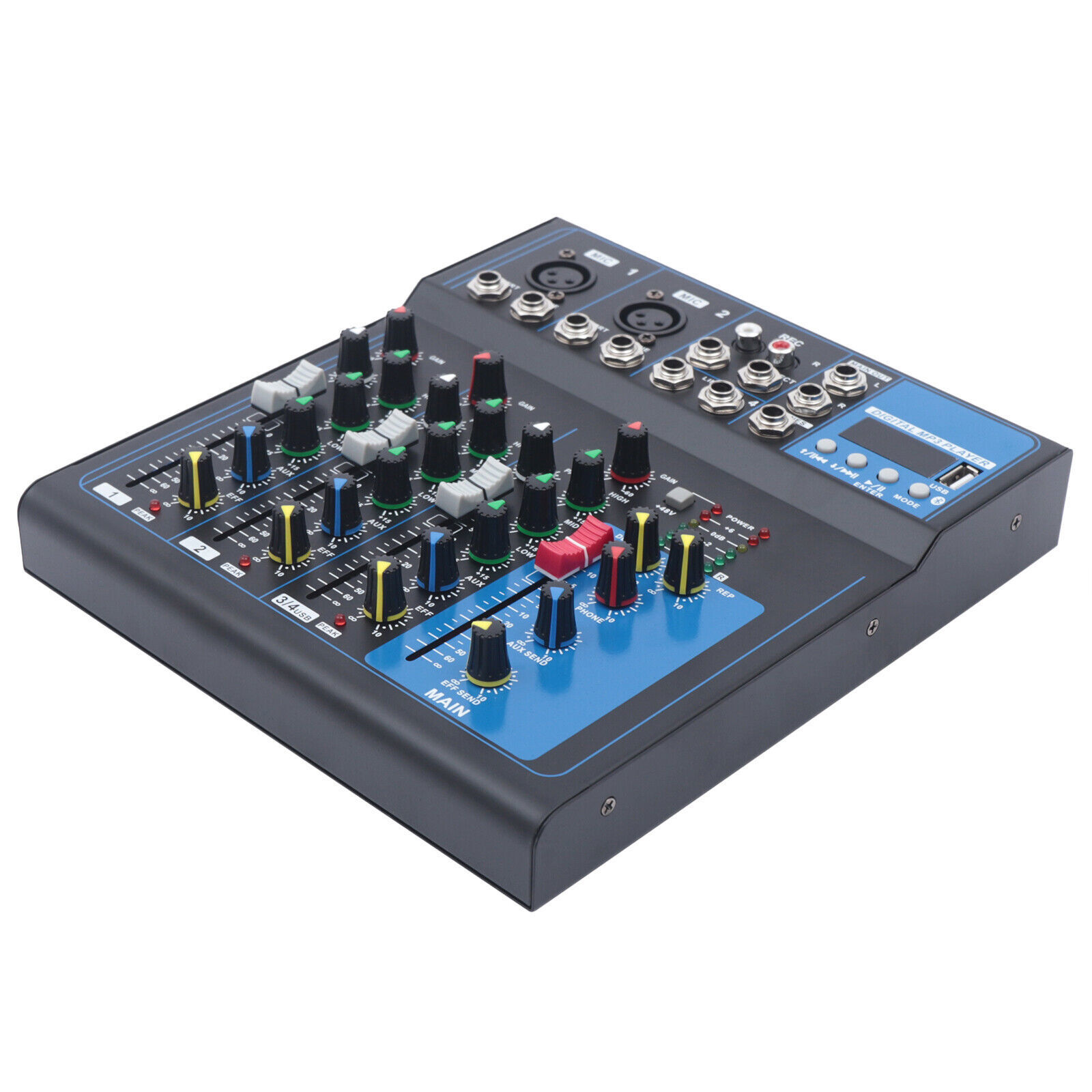4 Channel Audio Mixer Portable Professional Bluetooth Digital DJ Console NEW