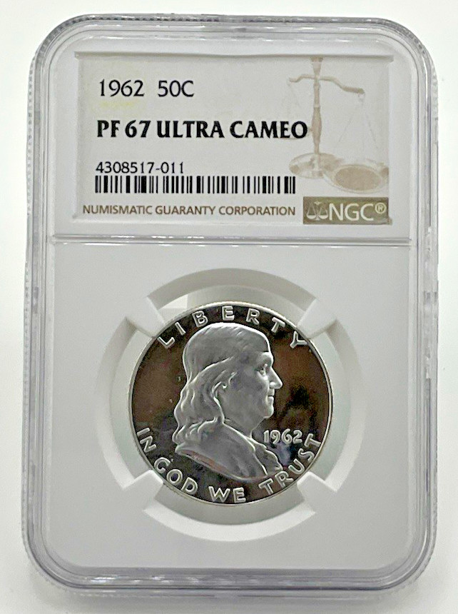 1962 SILVER FRANKLIN HALF DOLLAR PF67 ULTRA CAMEO NGC