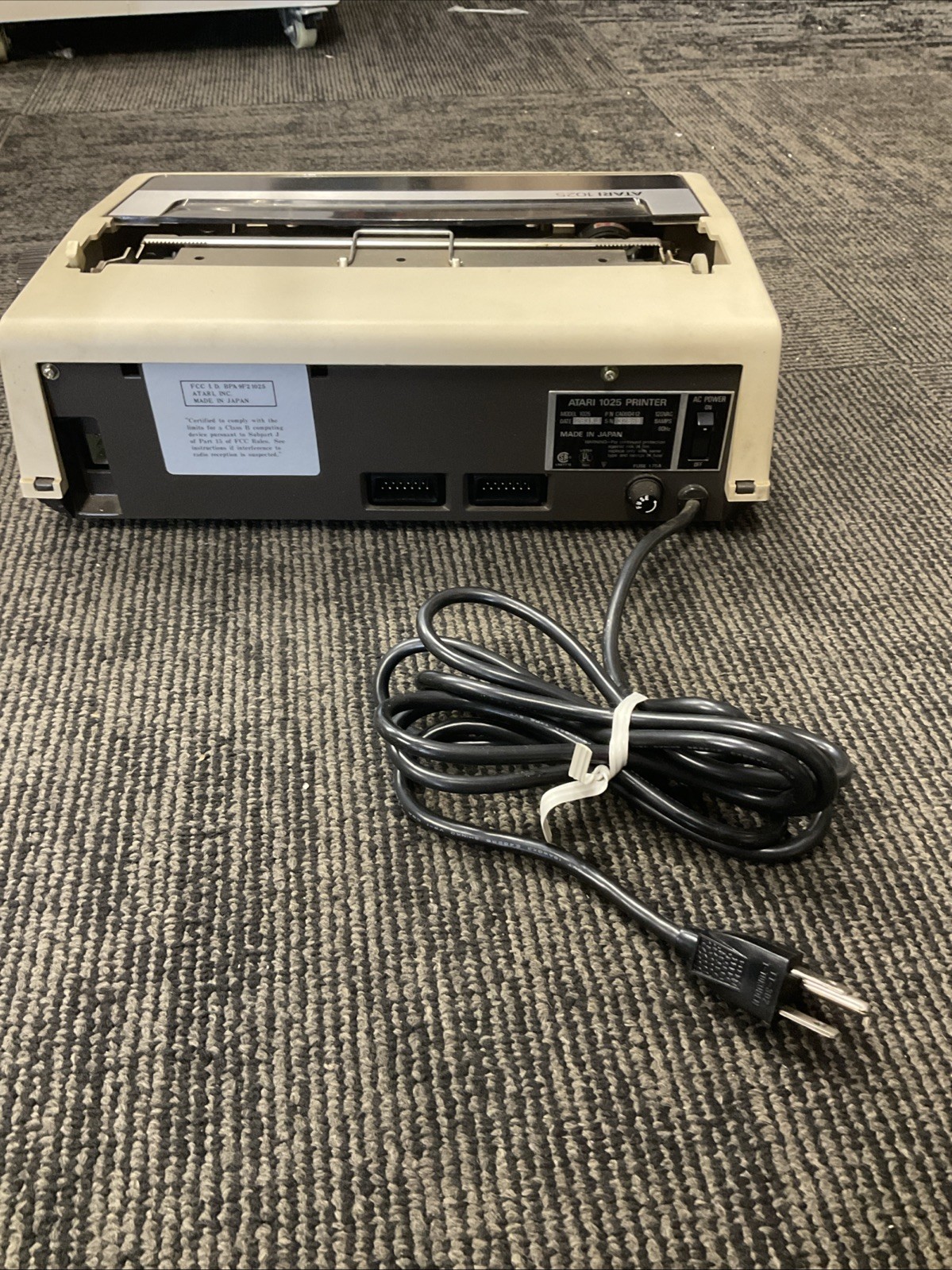 Atari 1025 Printer - In Box - Power On - Untested - Cables - Matching Serials