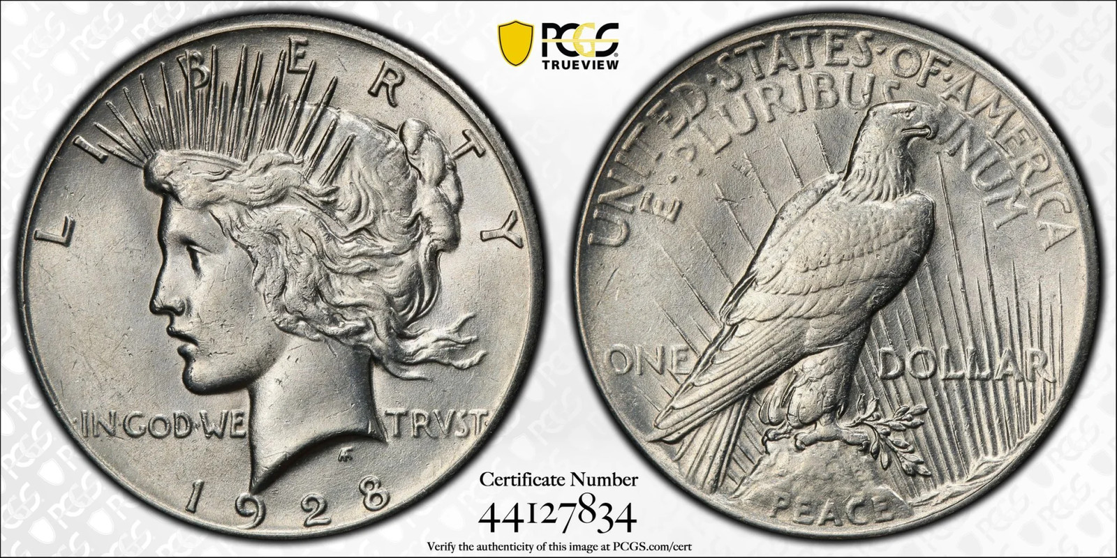 1928 P Peace Silver Dollar PCGS AU-55