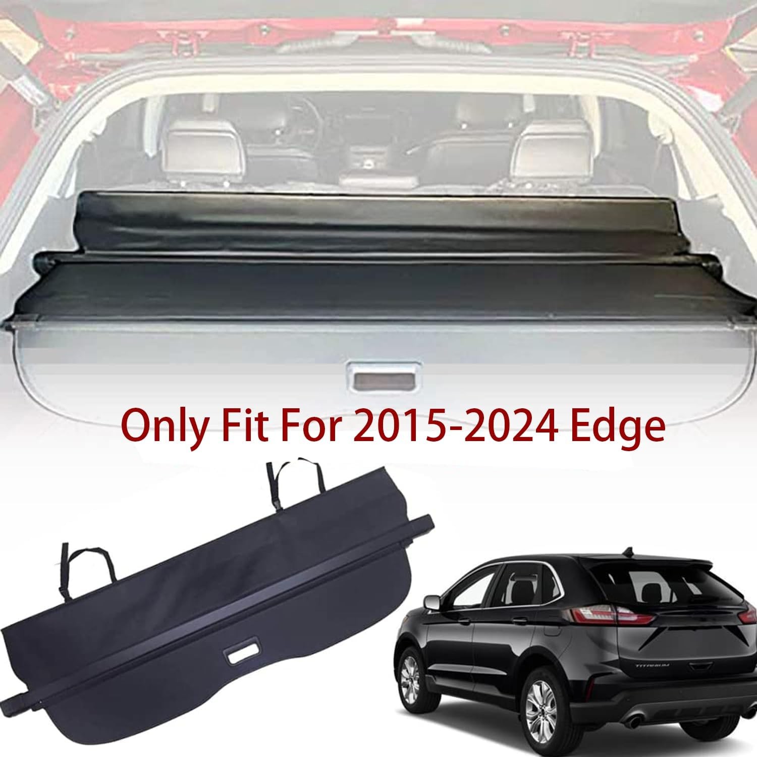 kaungka Cargo Cover Retractable for 2015-2017 Ford Edge Black