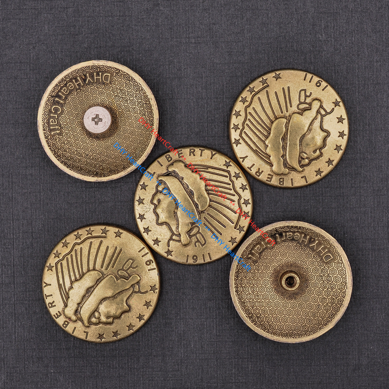 10X WESTERN ANTIQUE INDIAN HEAD AMERICAN LIBERTY COIN CONCHO 1-1/8" screw back