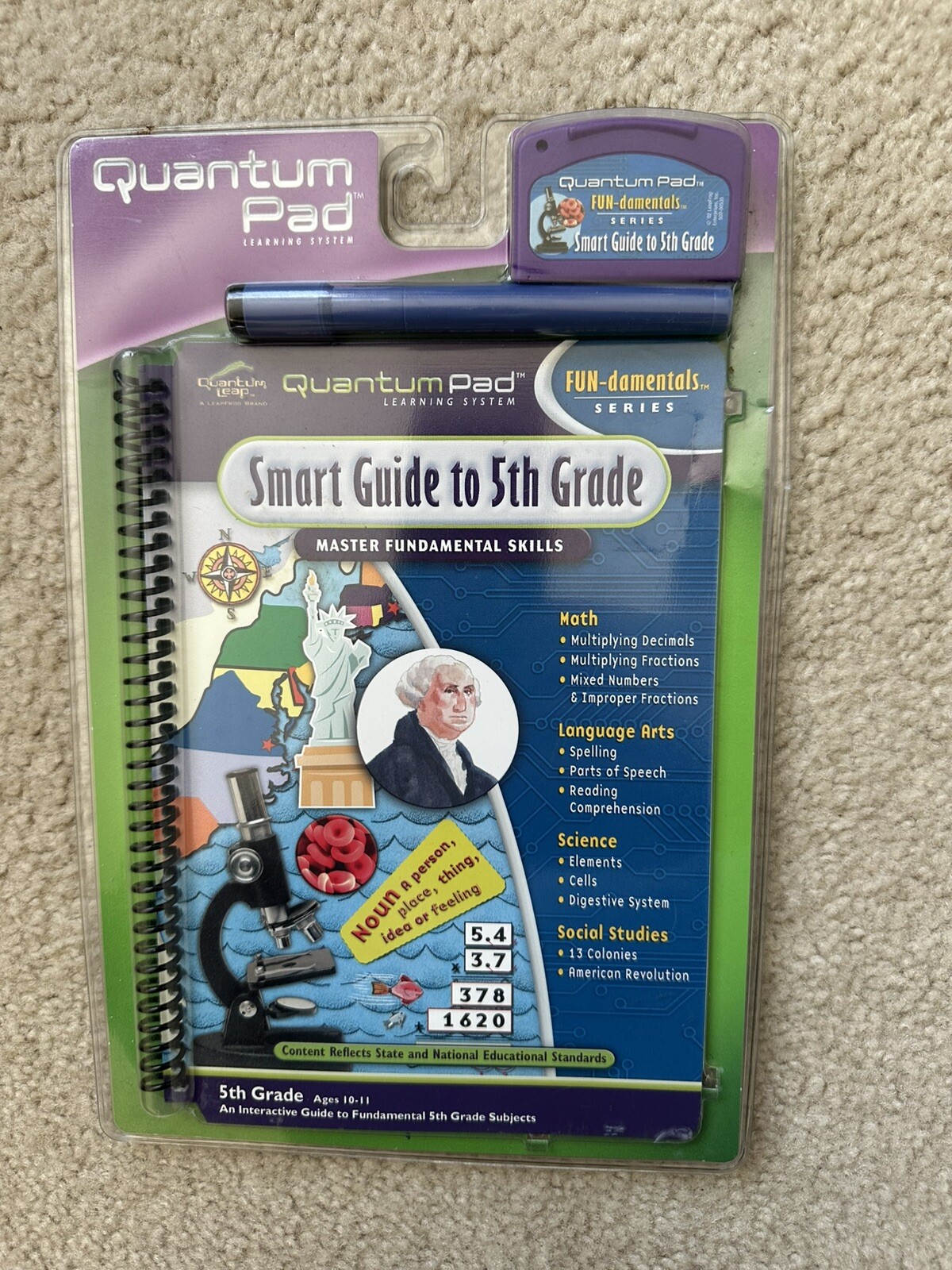 Leap Frog Quantum Pad SMART GUIDE TO 5TH GRADE Book & Cartridge New Ages 10-11