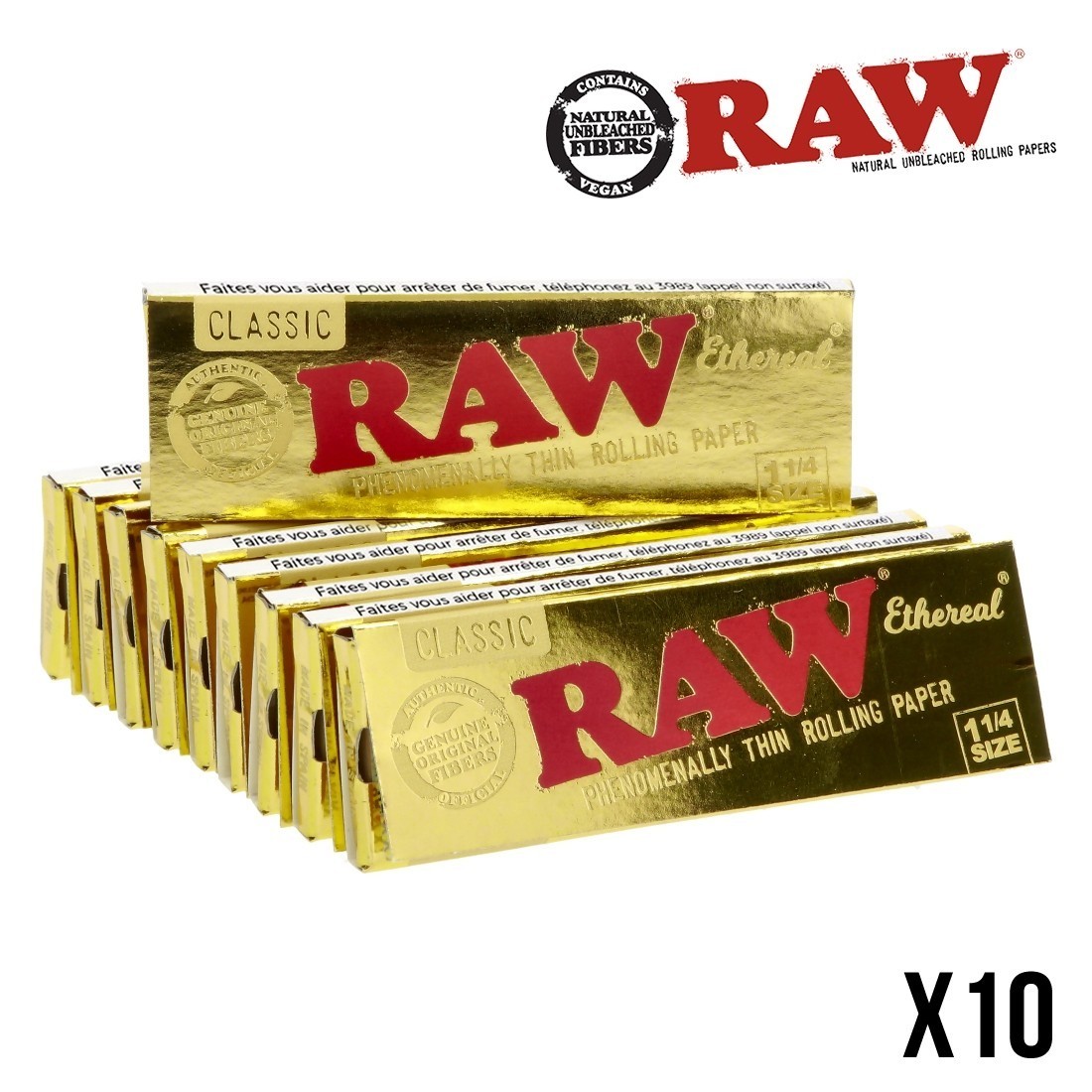 🤤 10 PKS RAW ETHEREAL 1 1/4 (1.25) SIZE ROLLING PAPERS 🔥 NEW 🔥 500 PAPERS
