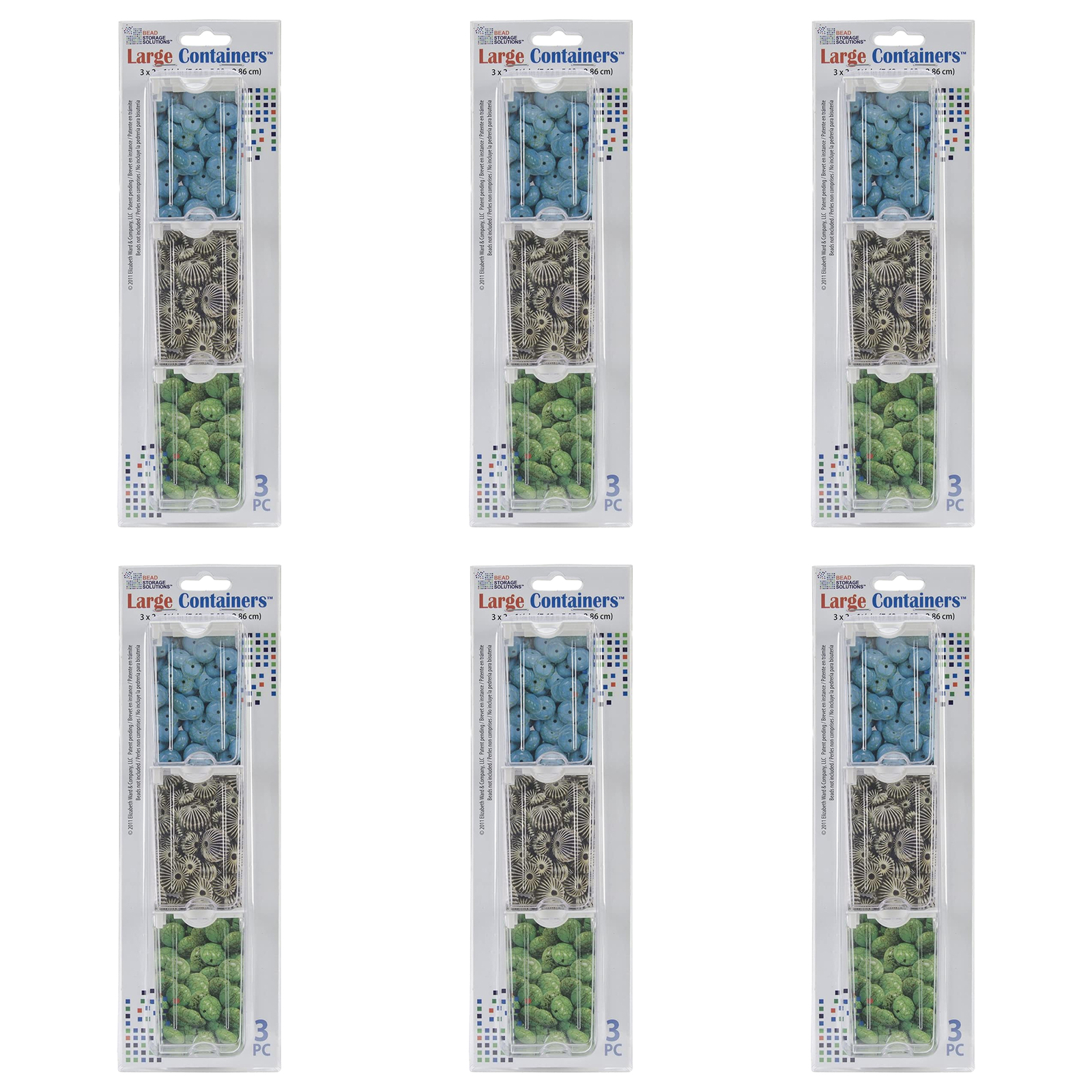 Elizabeth Ward Bead Storage Solutions 3 Piece Craft Storage Containers (6 Pack)