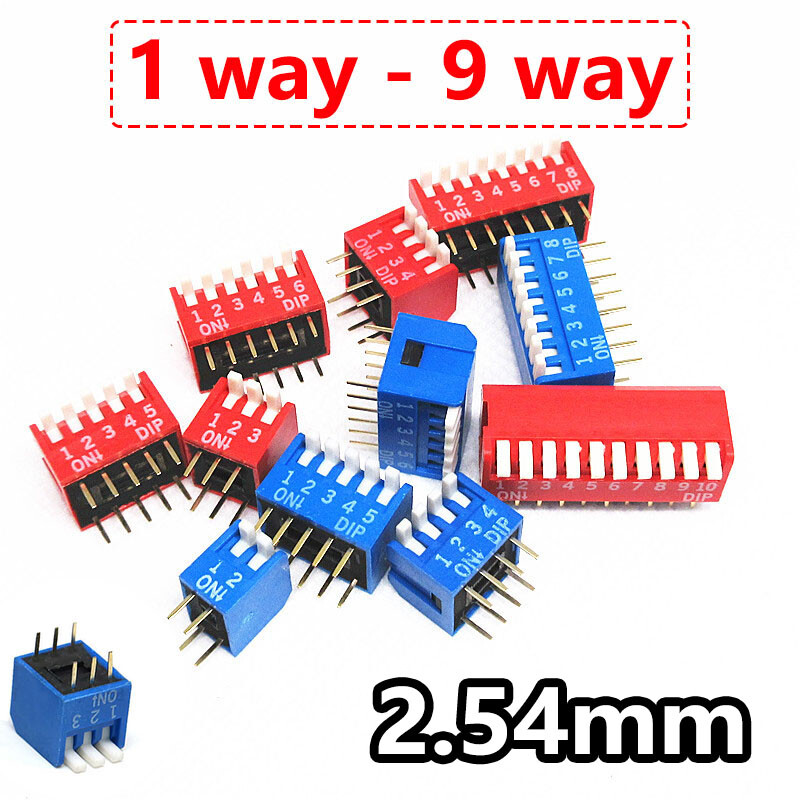 Piano DIP DIL PCB Switch 2 way 3 way 4 way 5 way 6 way 8way 9way Red/Blue 2.54mm