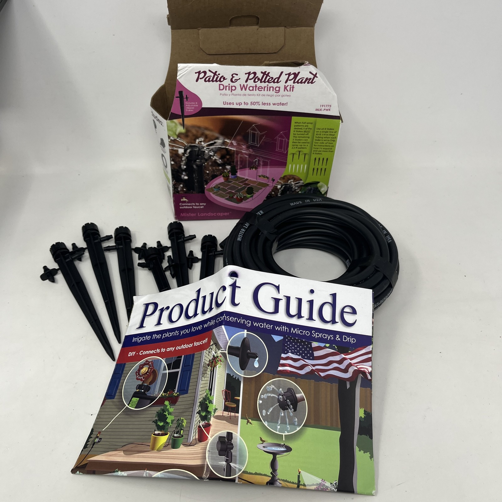 Mister Landscaper Patio & Potted Plant Drip Watering Kit Made USA Tube/6 Stakes