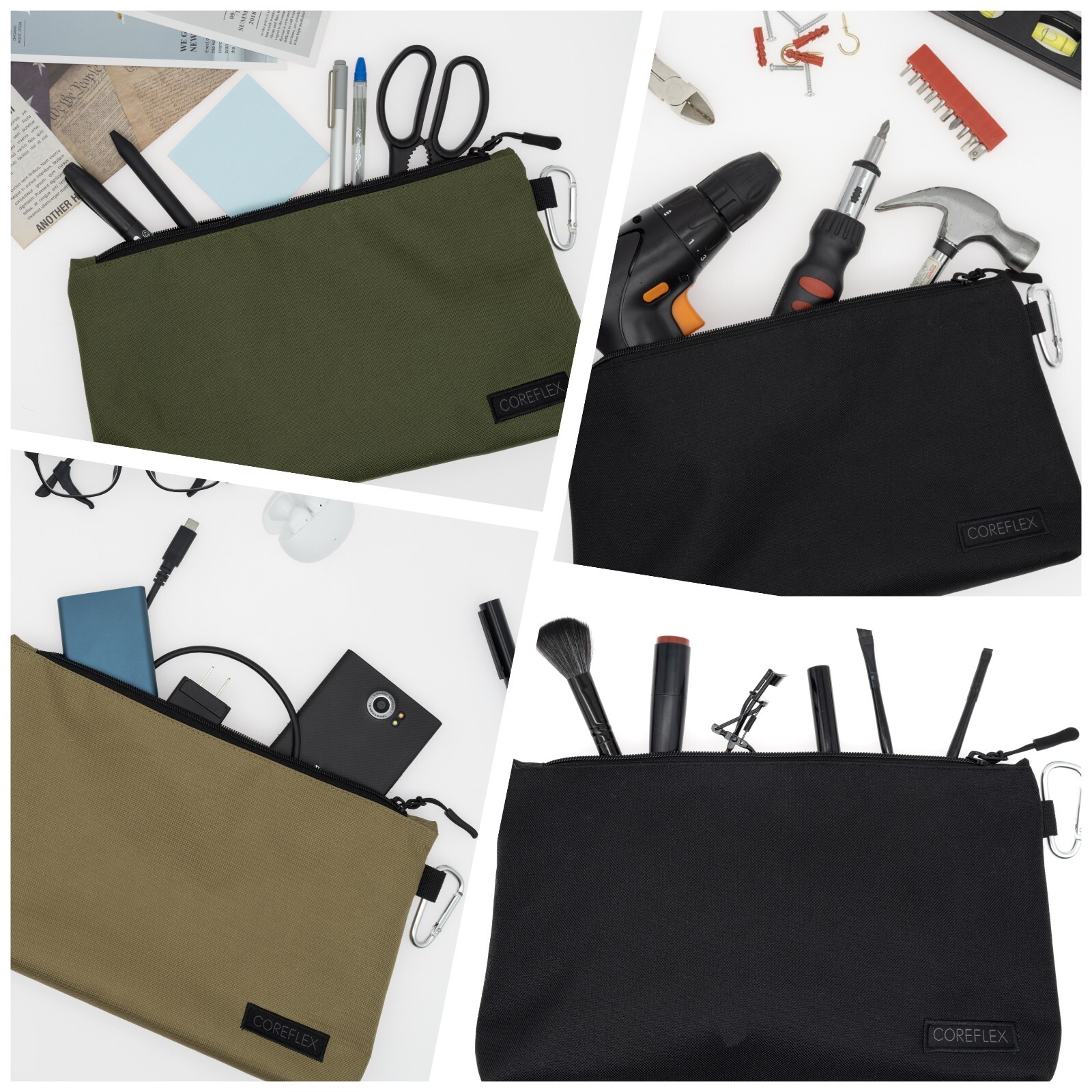 Coreflex 6 Pack Tool Pouch Zipper Bag, Small Tool Bag, Multipurpose Storage