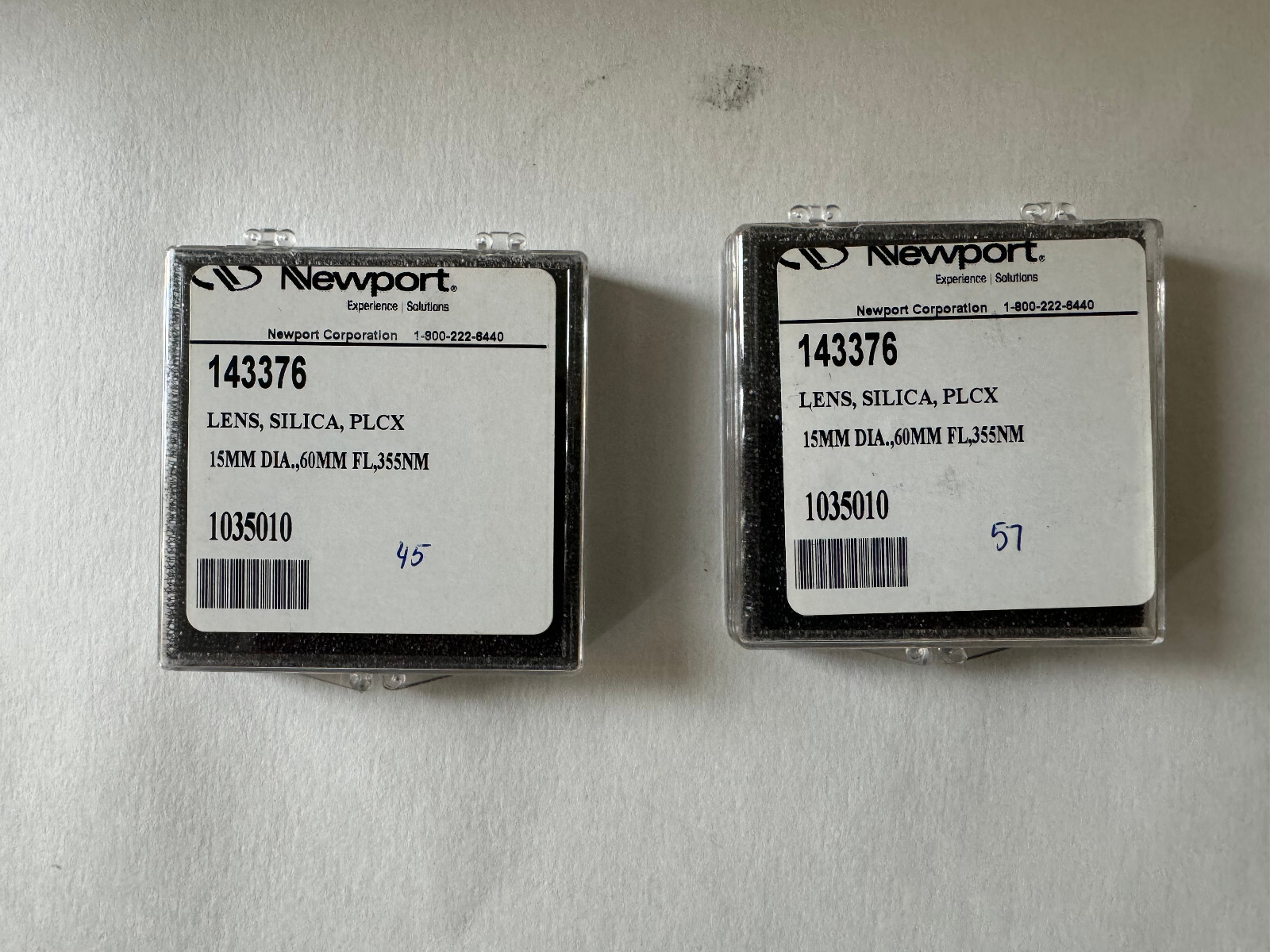 Newport Fused Silica Convex PLCX UV Lens 15mm dia 60mm focal length, 355nm