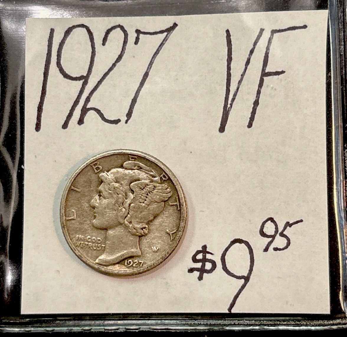 1927 Mercury Silver Dime (VF) Very Fine Condition! ENN Coins